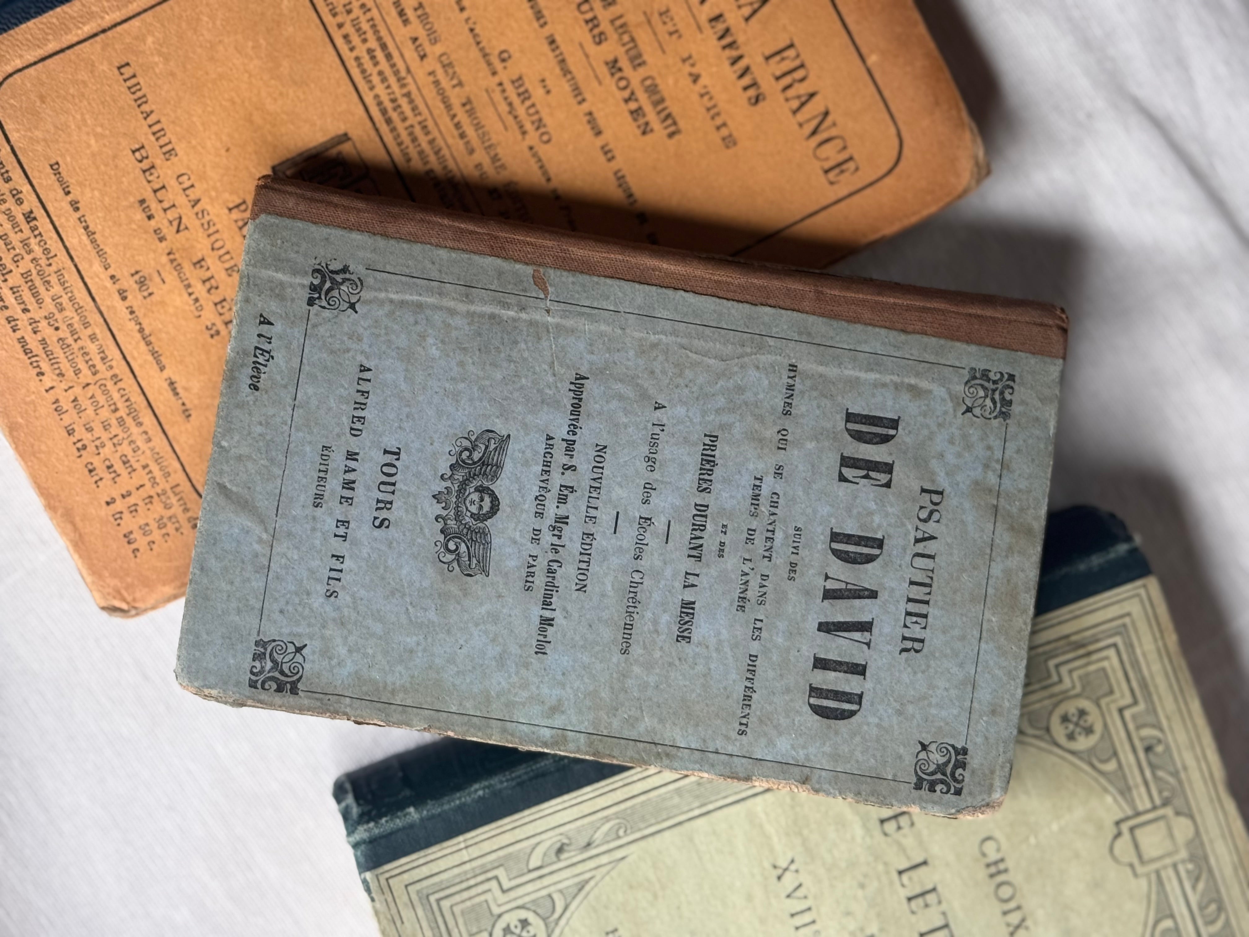 Set of Three Tonal Antique French Educational Books