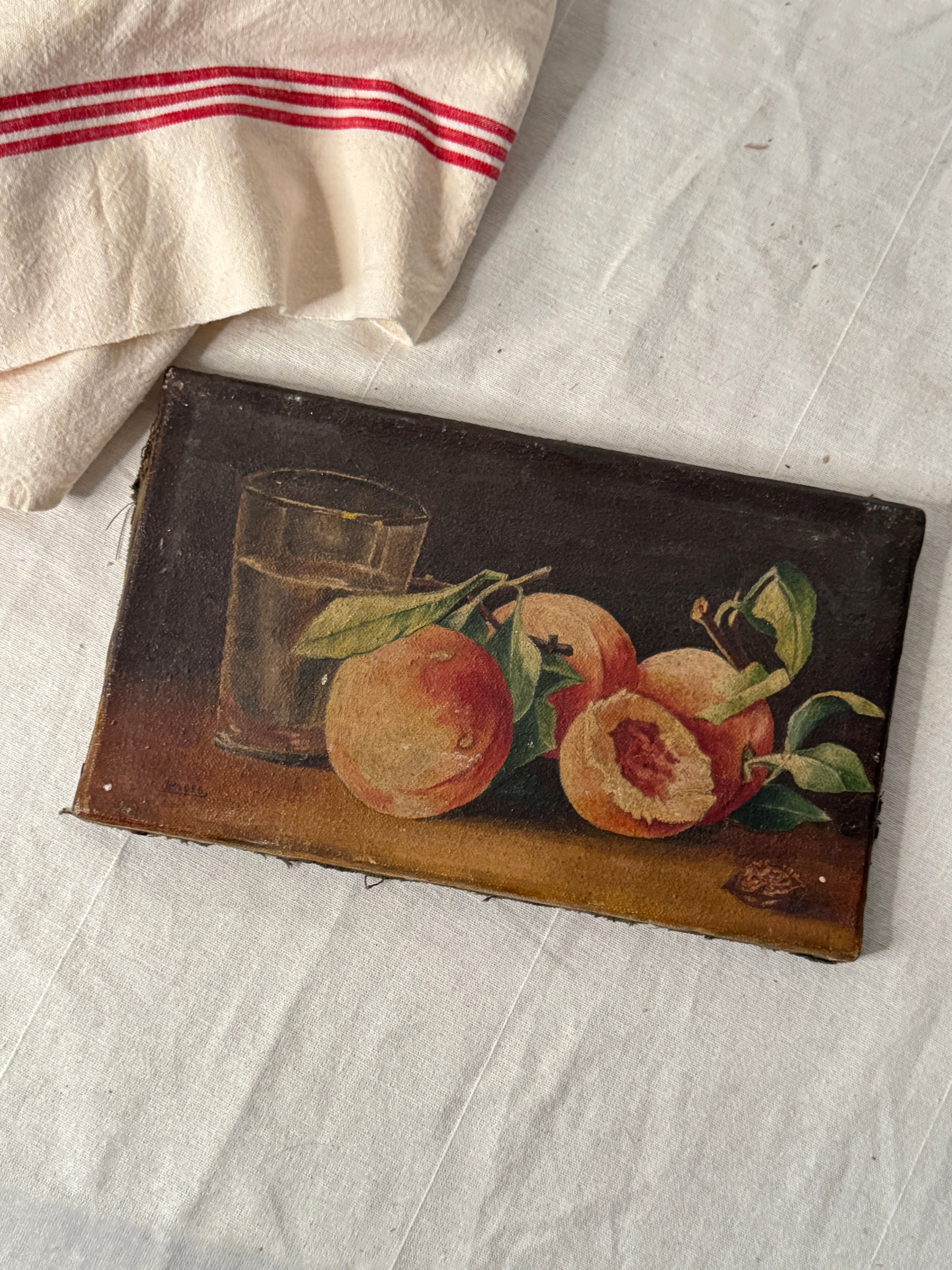 Antique French Still Life with Peaches, signed J. Pagès, late 19th / early 20th c.