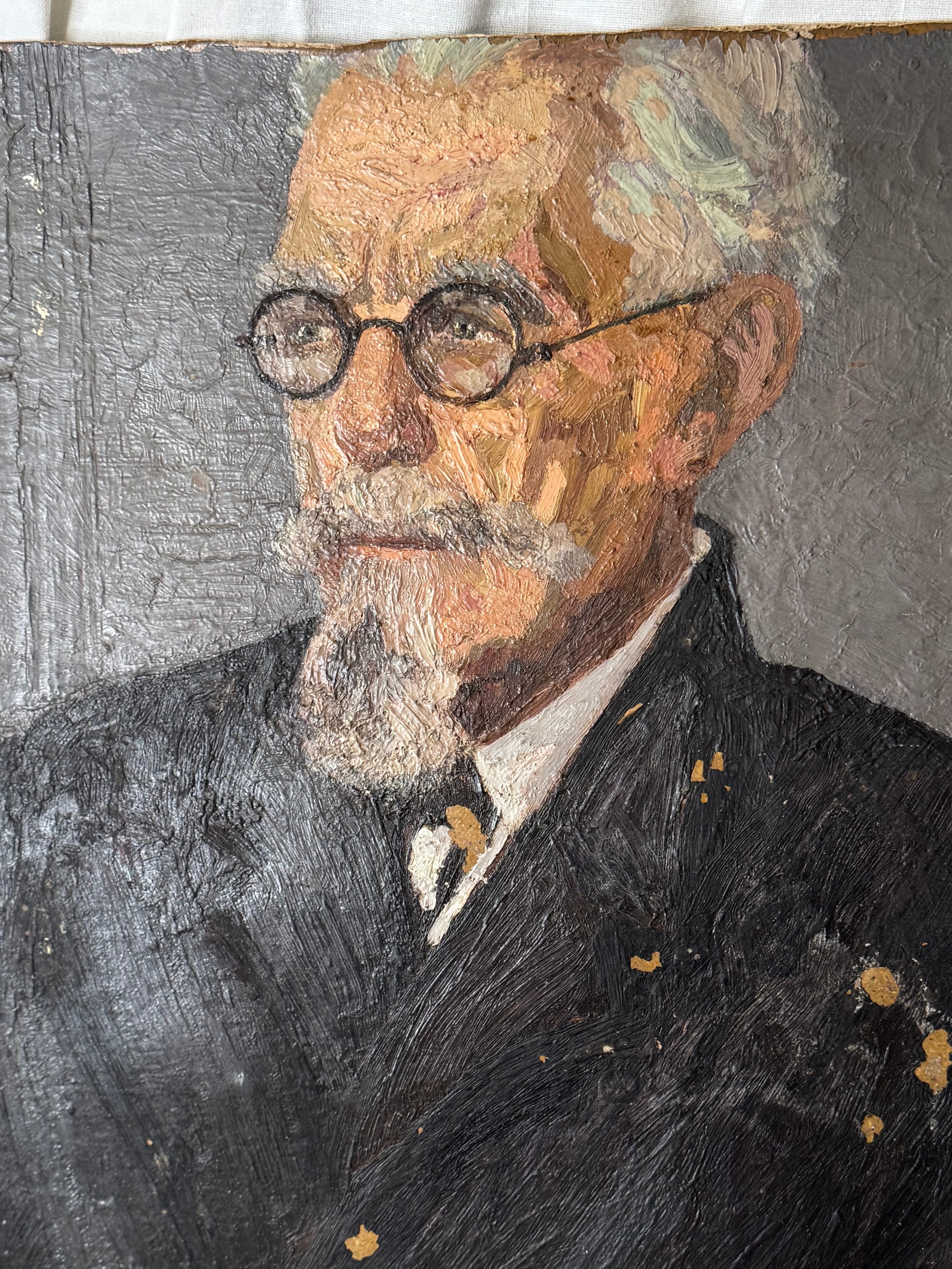Portrait oil on board with BONUS reverse painting