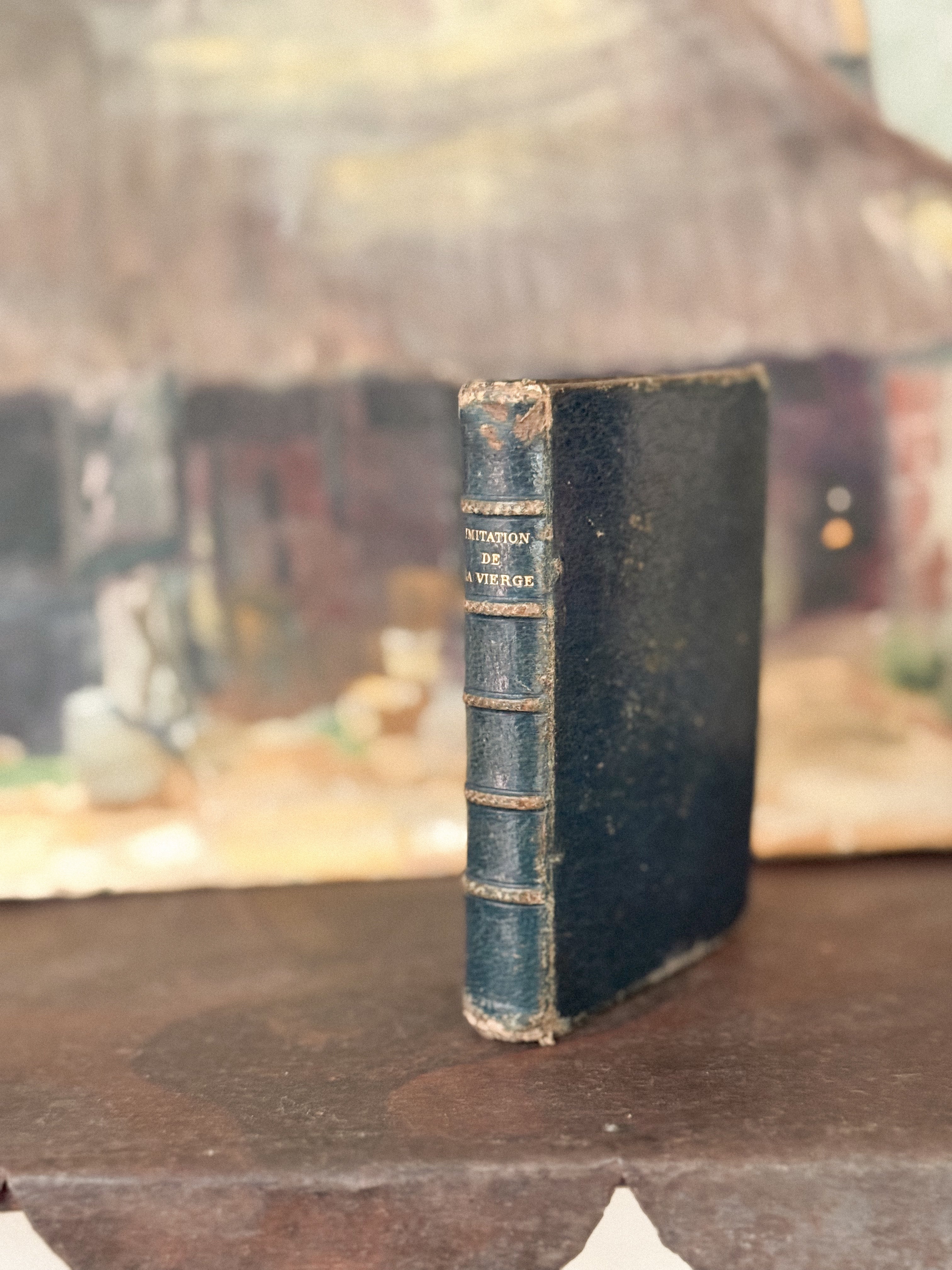Antique leather mini prayer book
