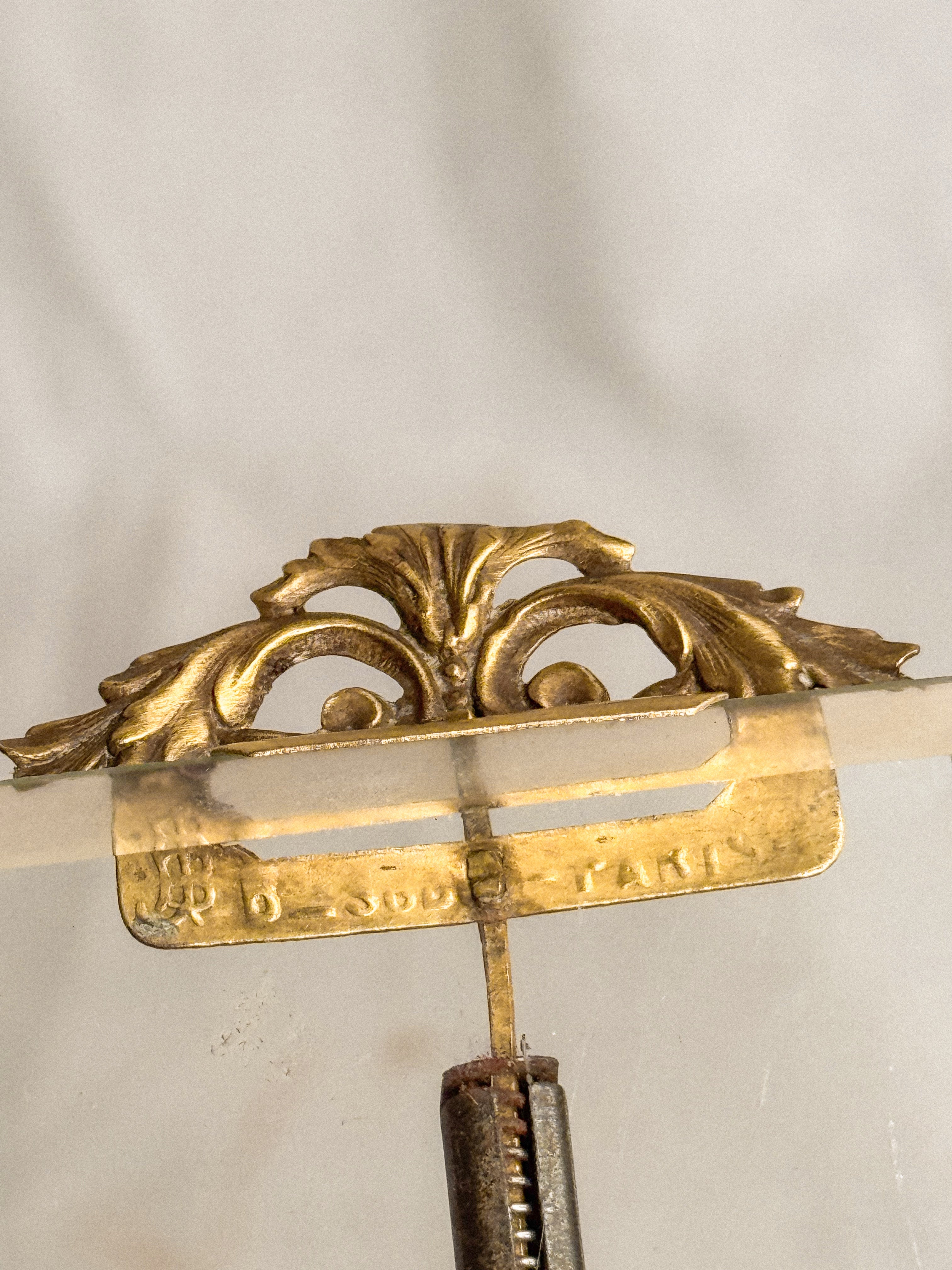Antique French Glass Frame with Acanthus Crest