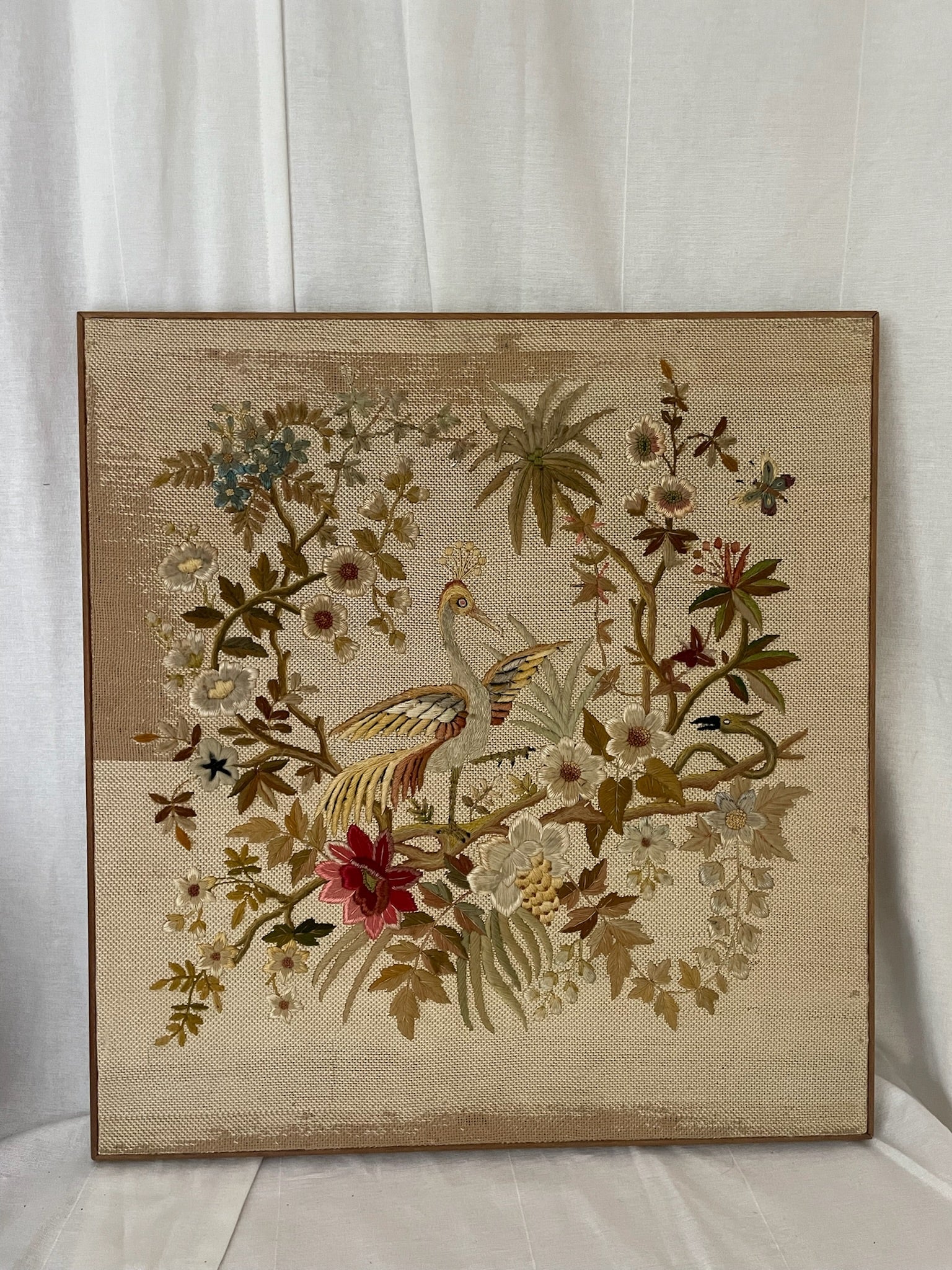 Antique Embroidered Firescreen Panel