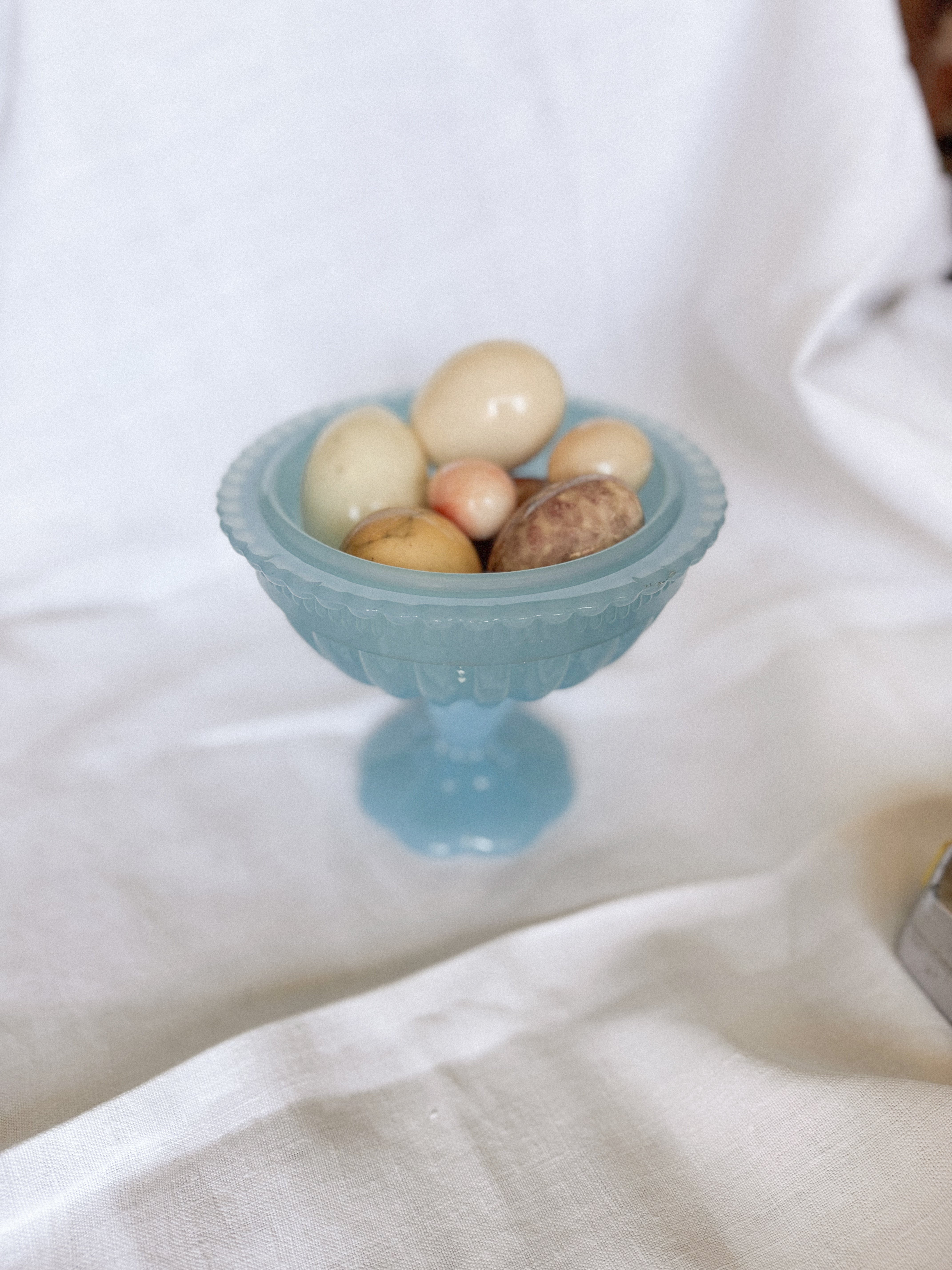 Antique pressed opaline glass compote