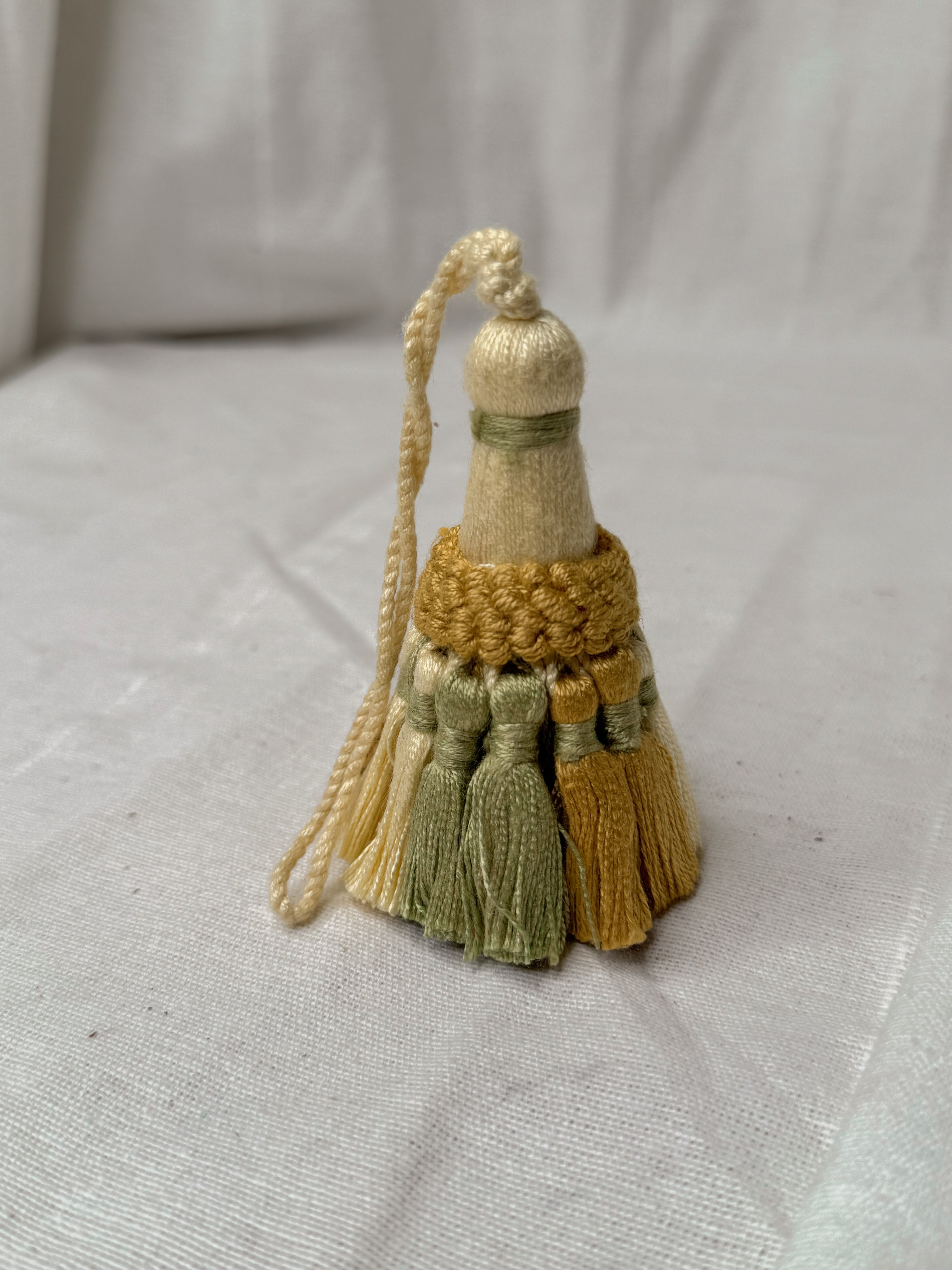 French Passmenterie Tassel in Celadon & Honey