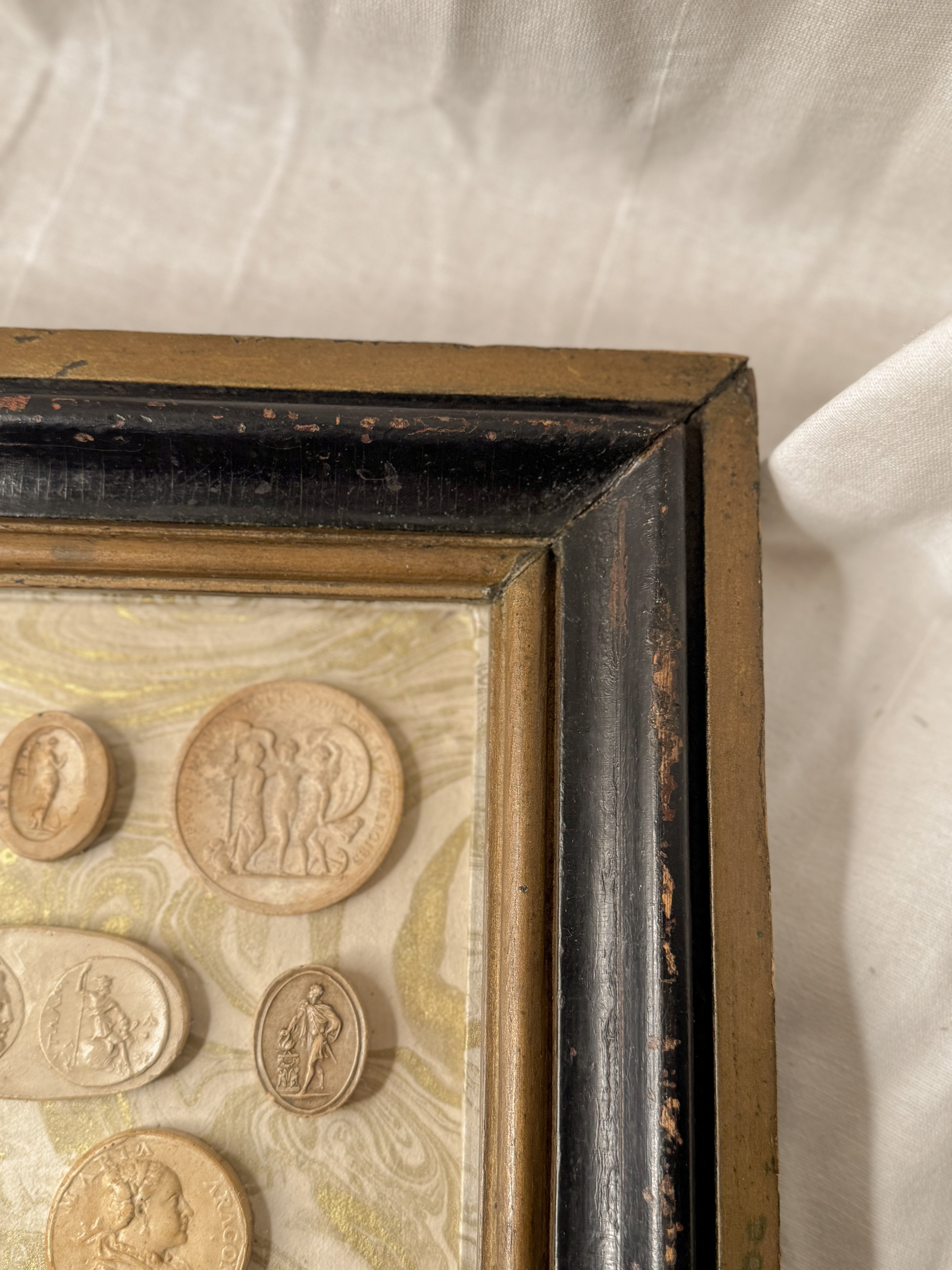 19th-Century Framed Plaster Relief Medallions