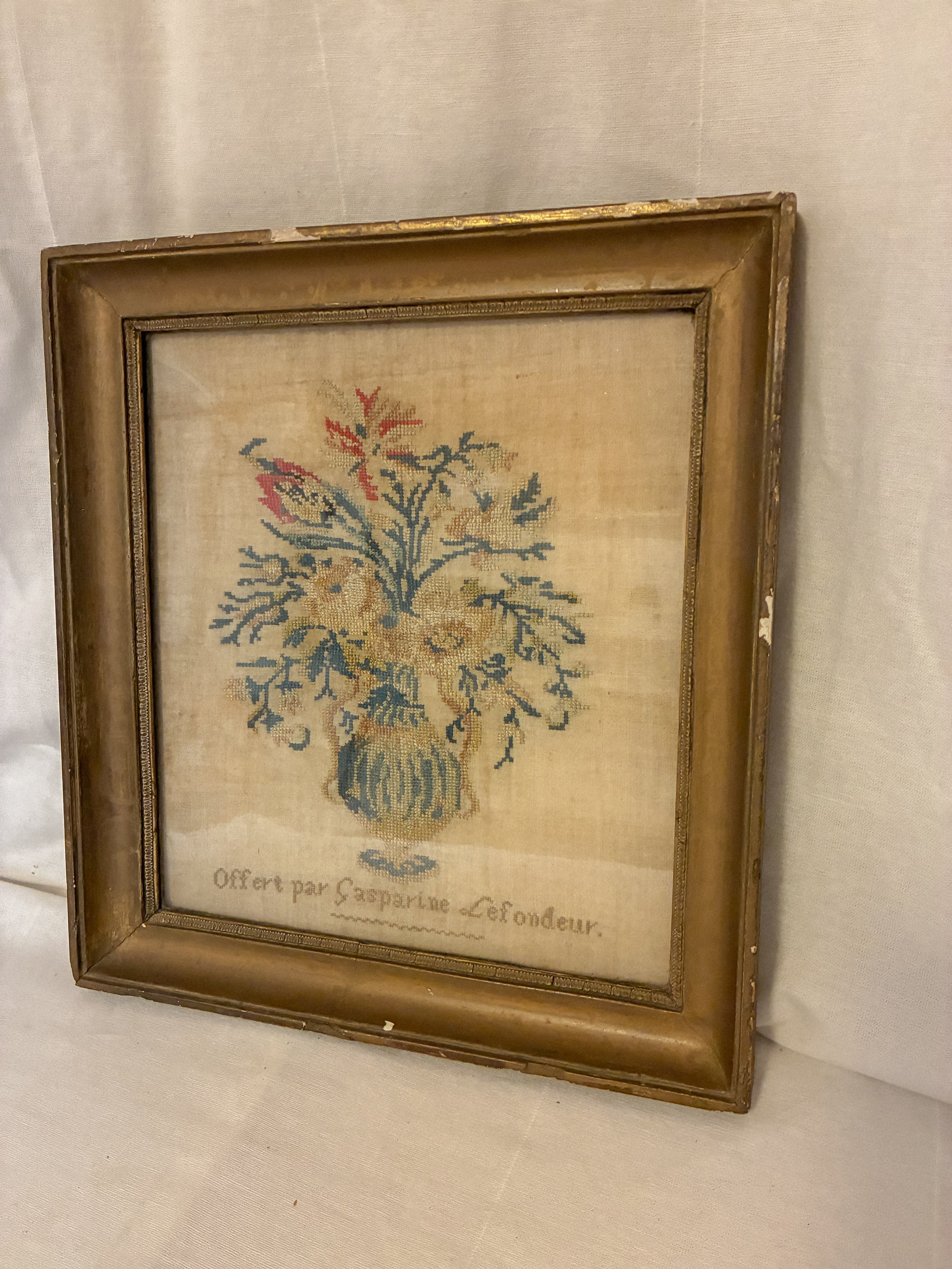 19th Century French Floral Needlework, Lyon Frame