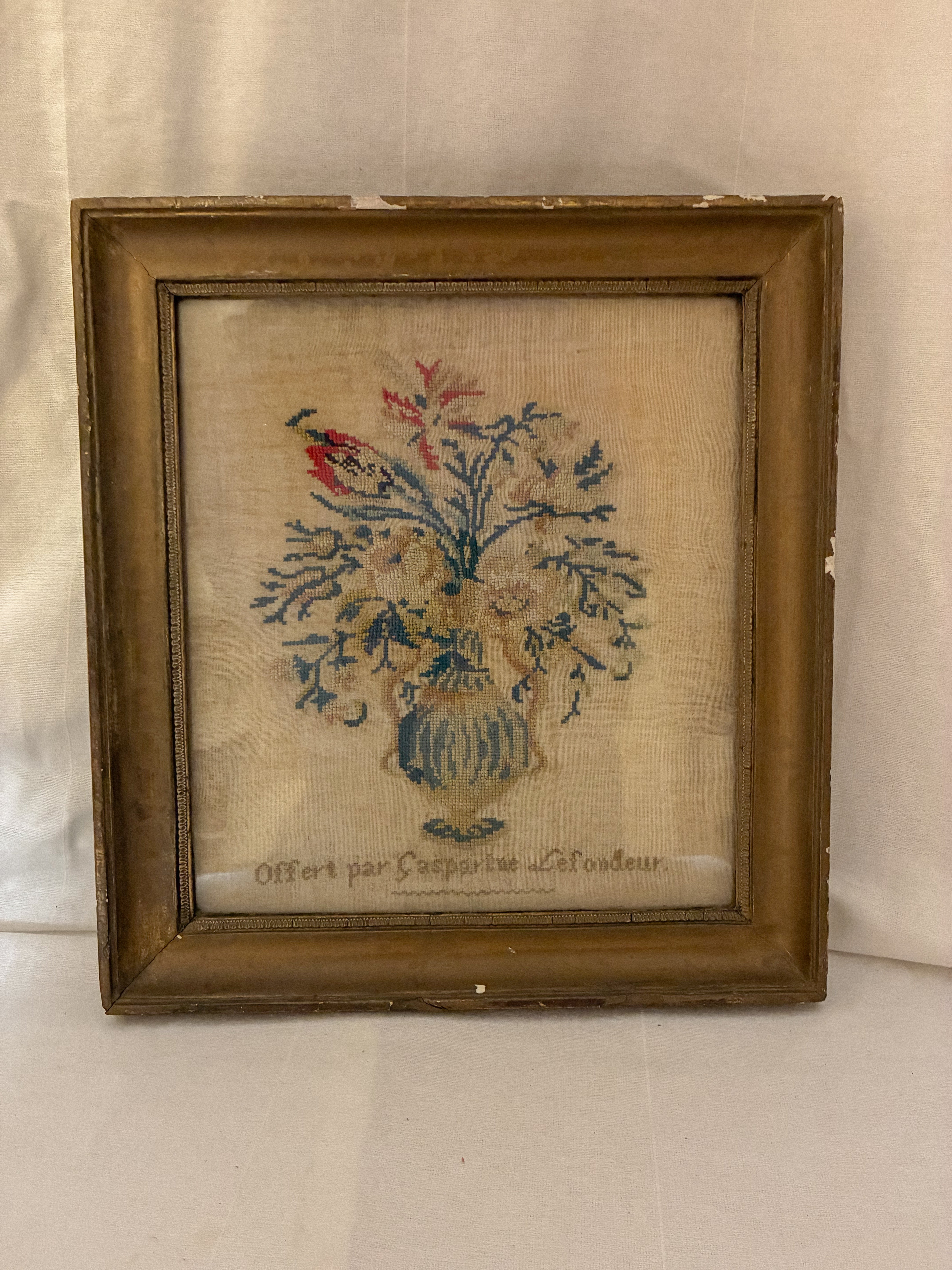 19th Century French Floral Needlework, Lyon Frame