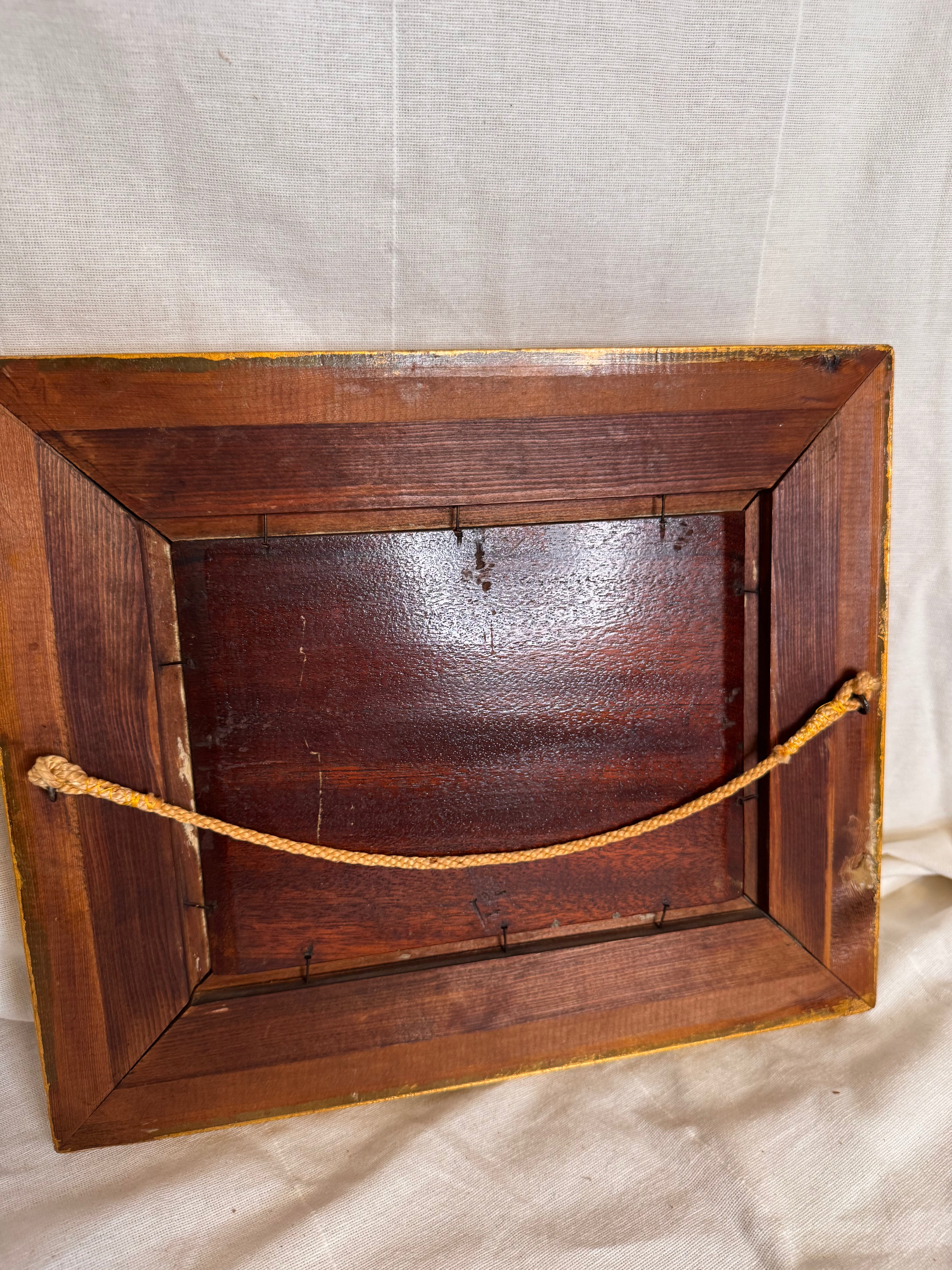 Oil on Mahogany: White Roses in Antique Gilded Frame