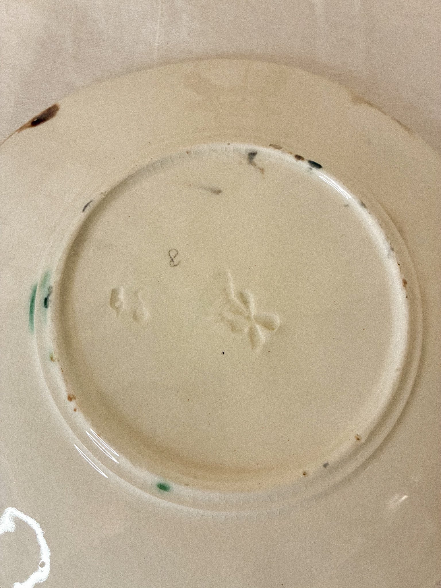 Antique French majolica plate B - imperfect