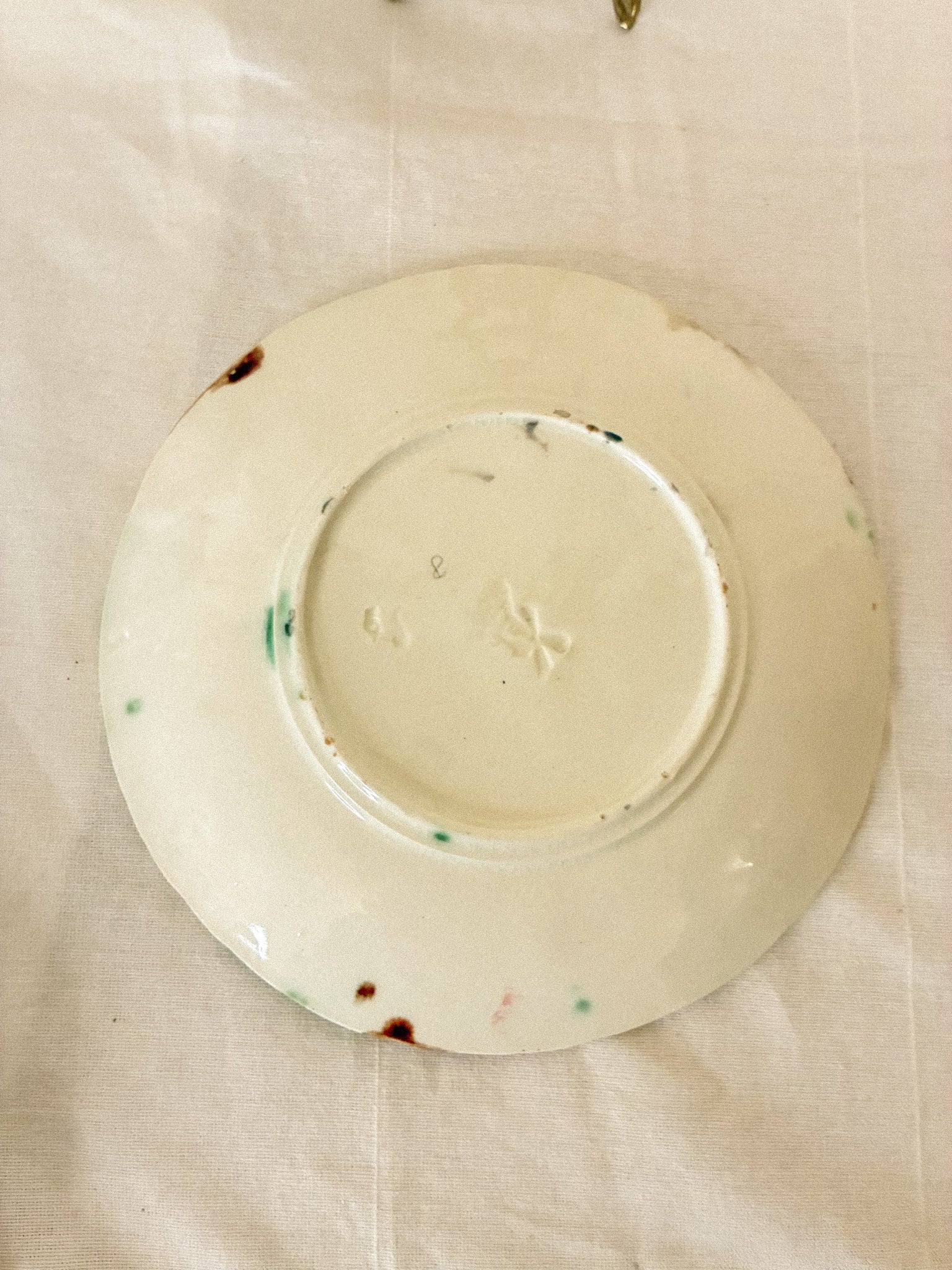 Antique French majolica plate B - imperfect