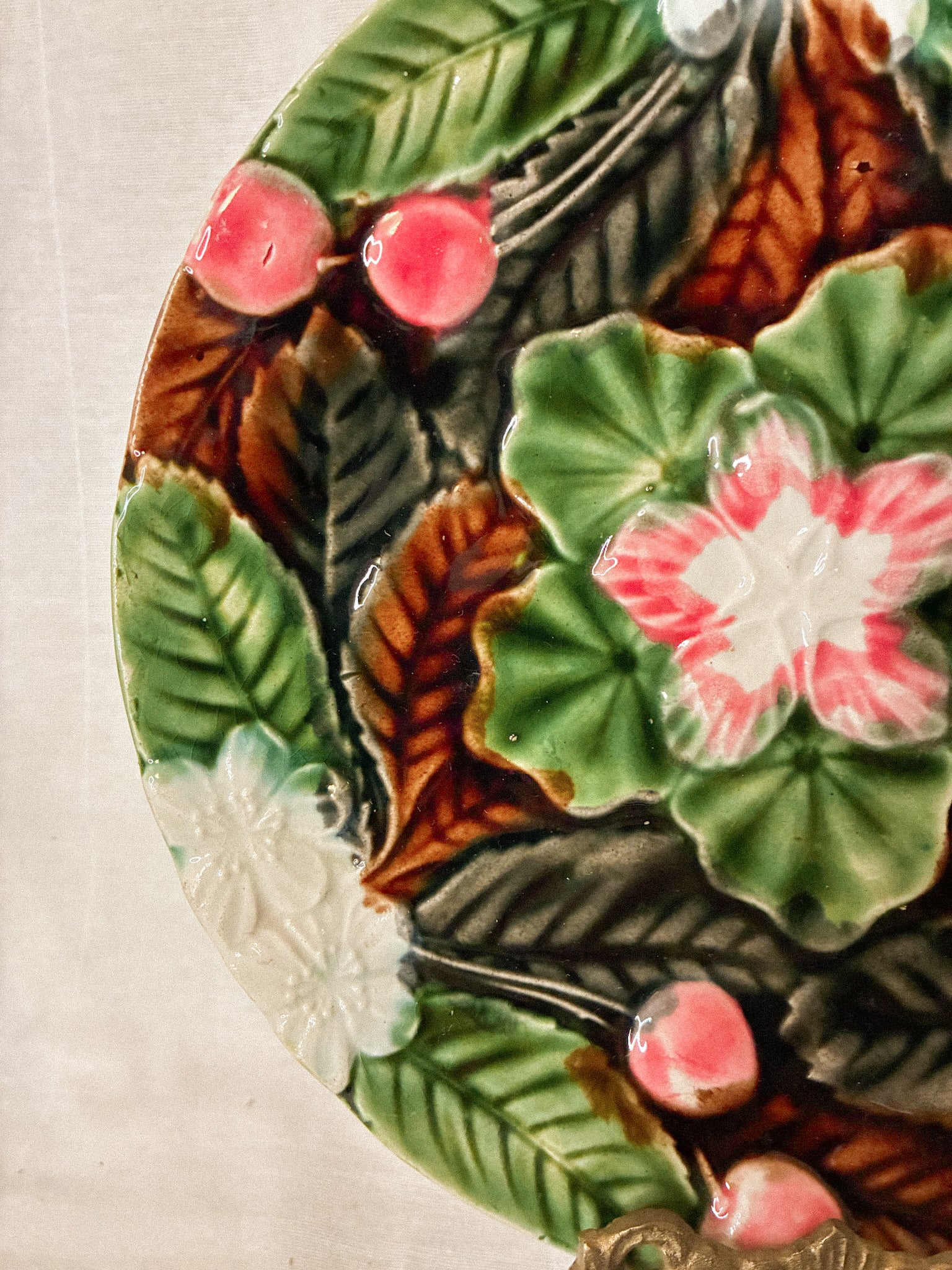 Antique French majolica plate B - imperfect