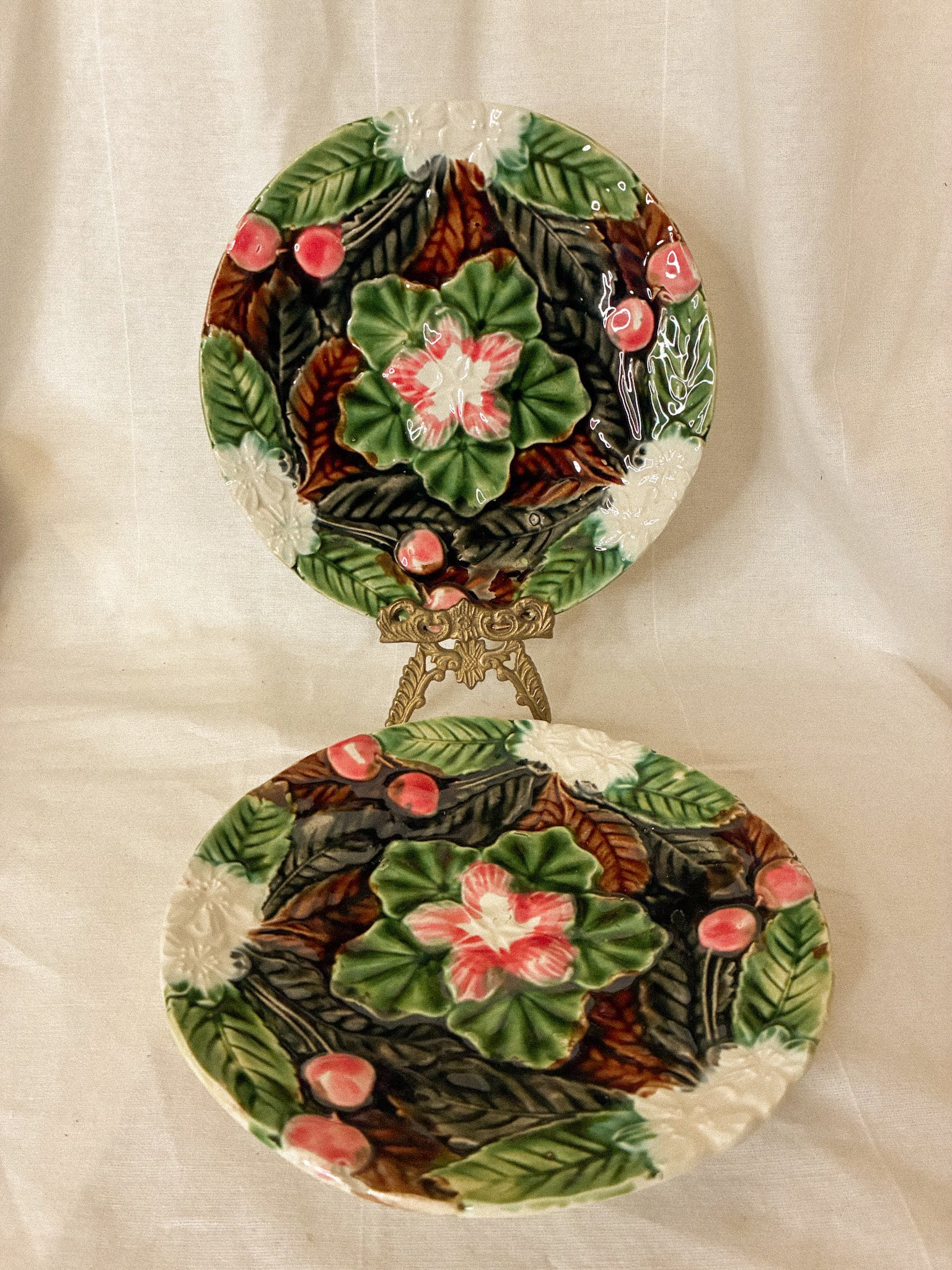 Antique French majolica plate A