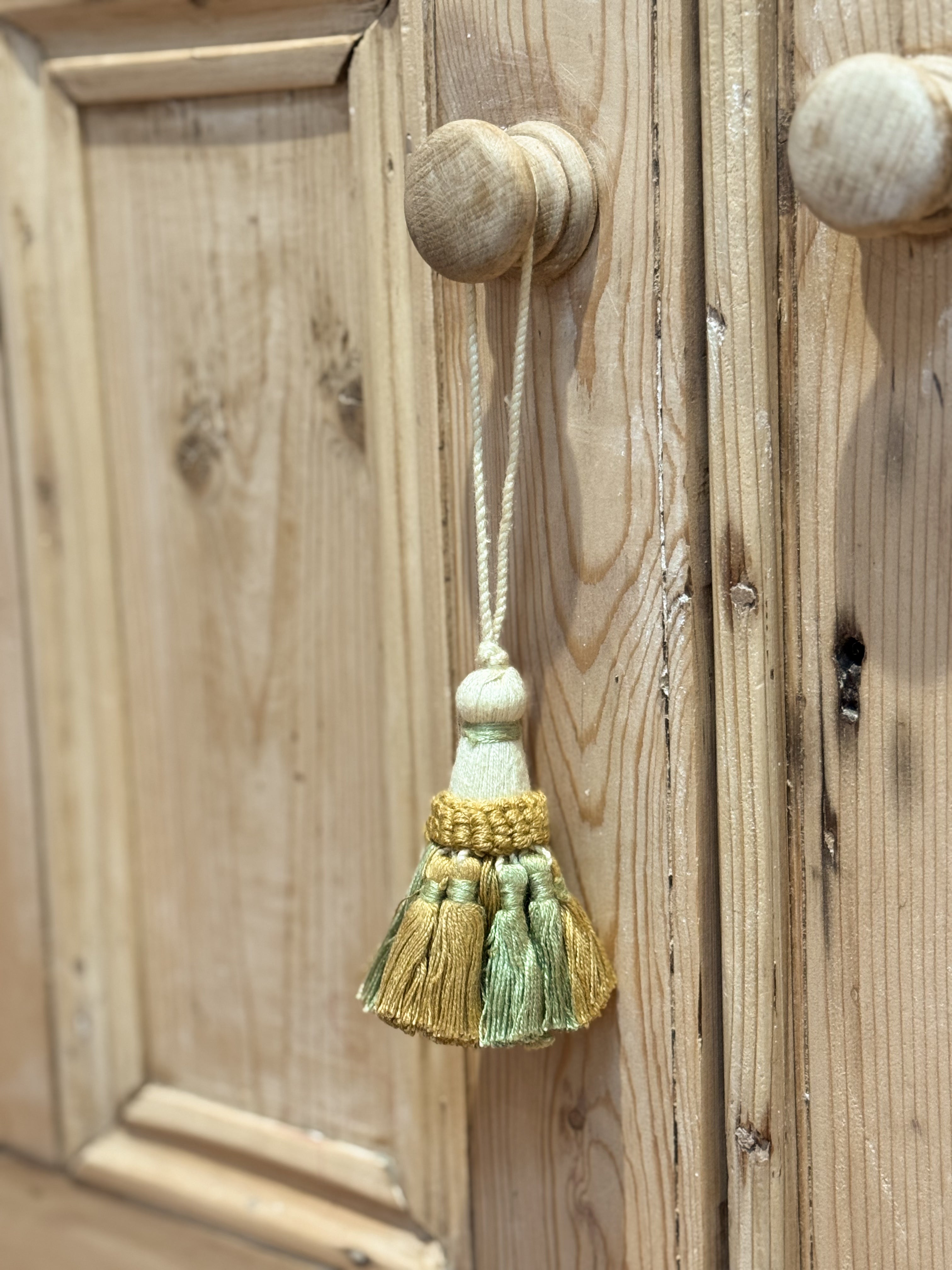 French Passmenterie Tassel in Celadon & Honey