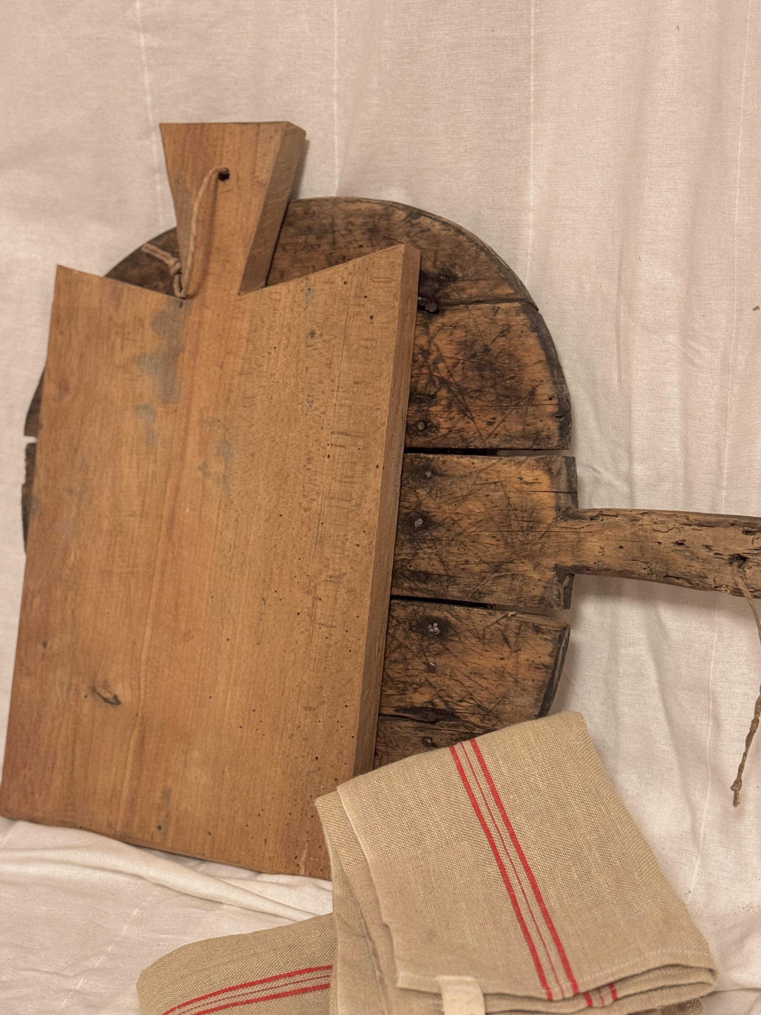 Vintage French Hemp Torchon with Red Stripes