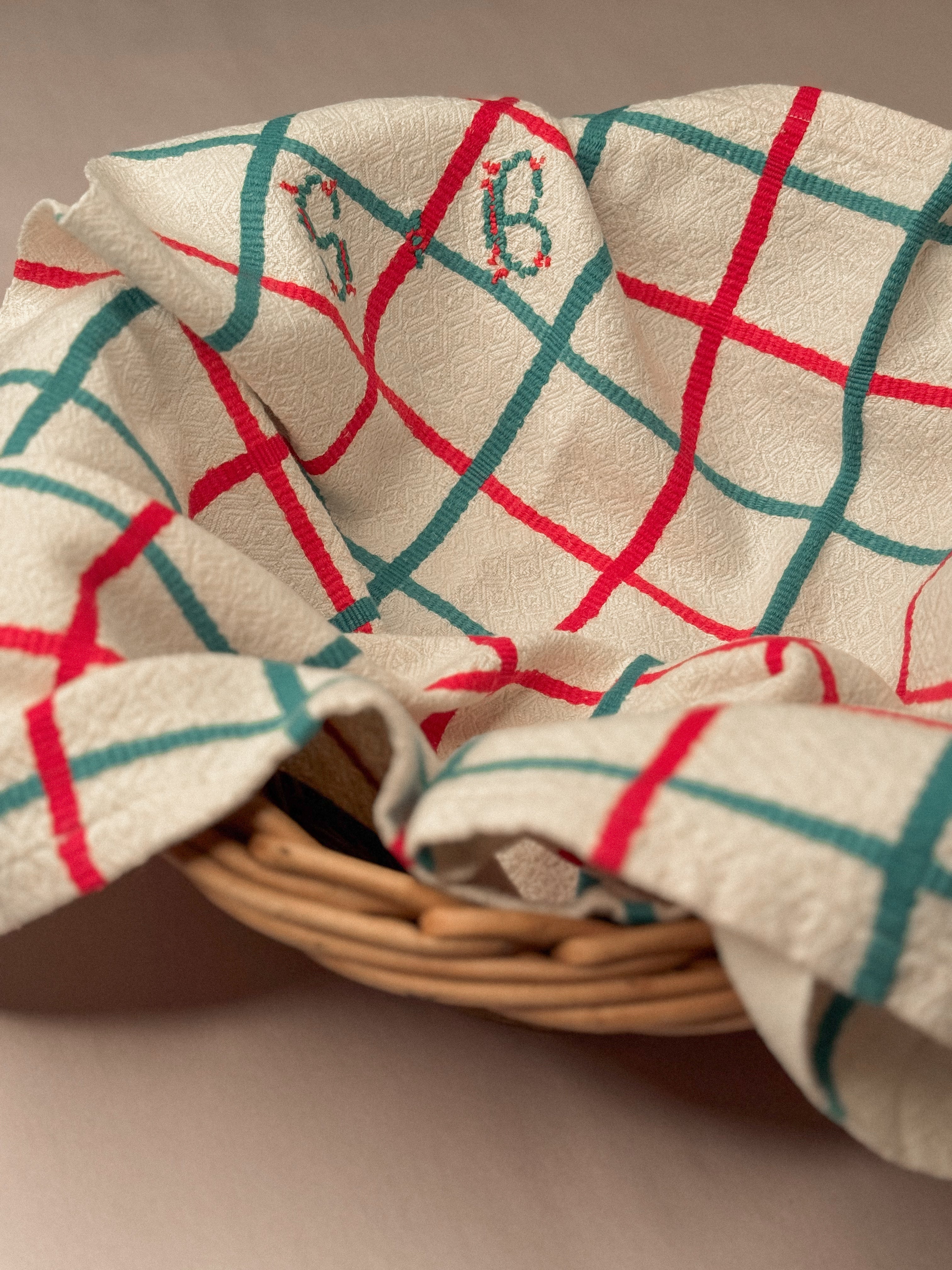 French Linen Tea Towel, Circa 1940s