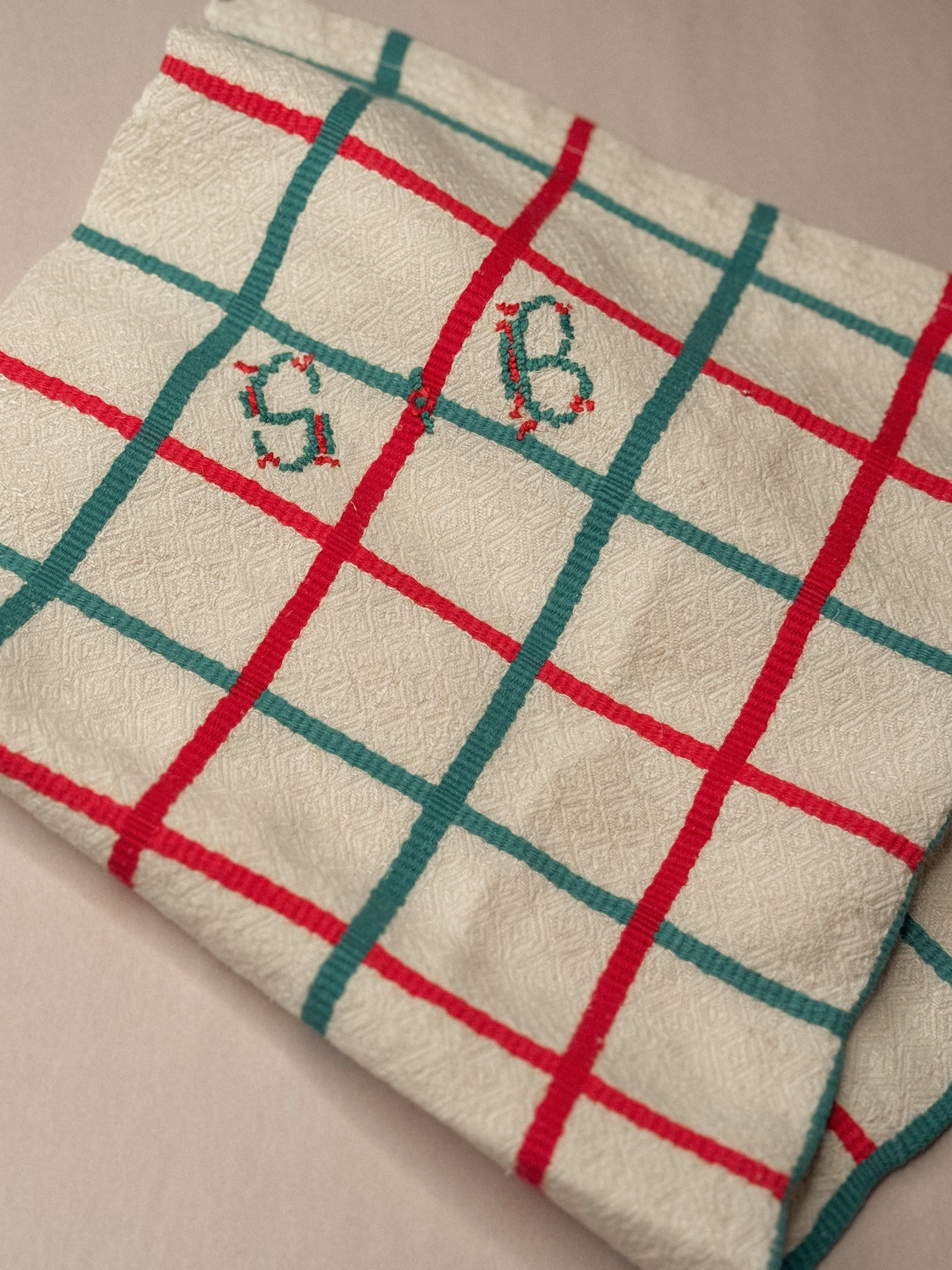 French Linen Tea Towel, Circa 1940s