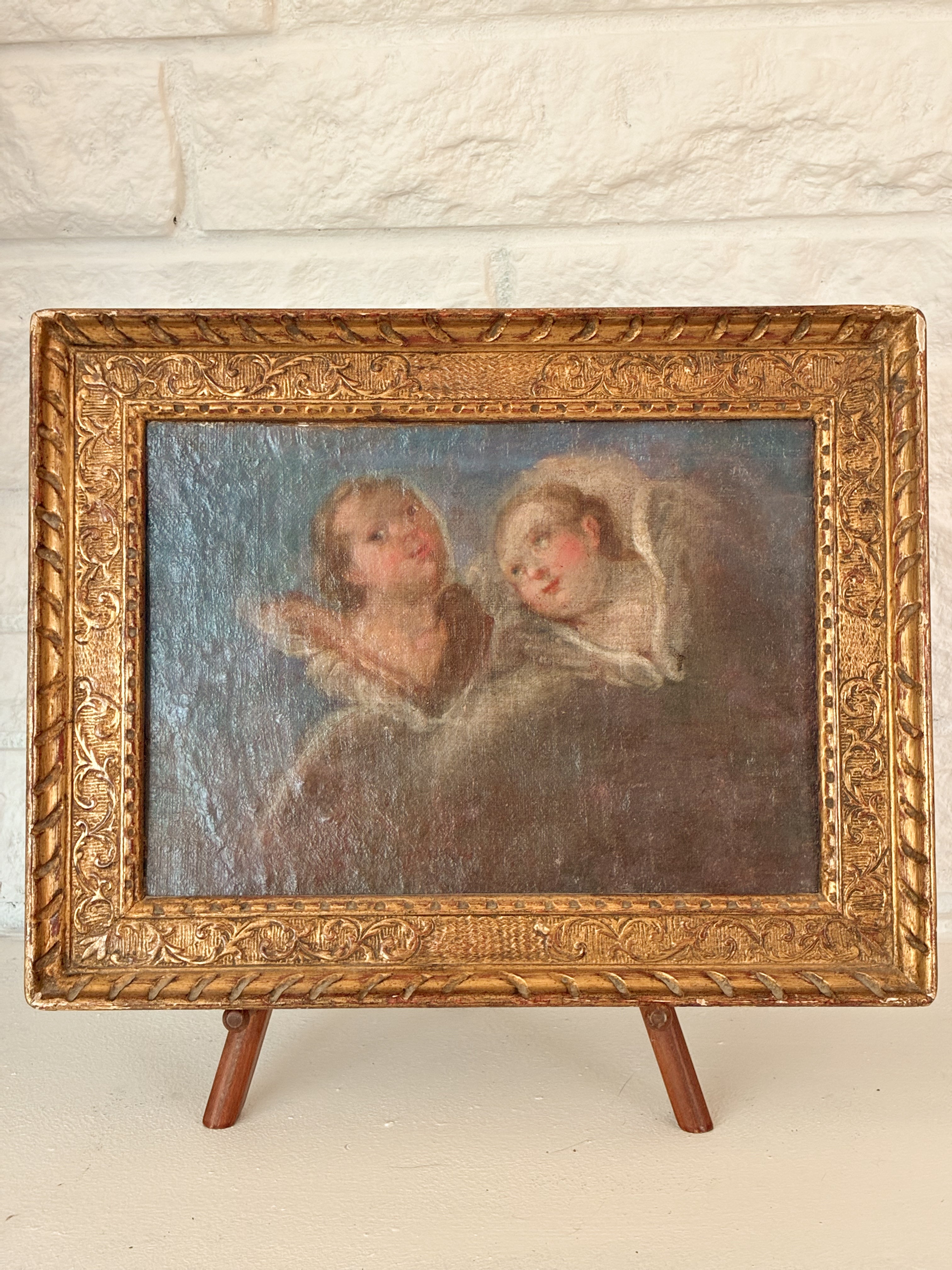 Two Cherubs — 18th-Century Oil on Panel