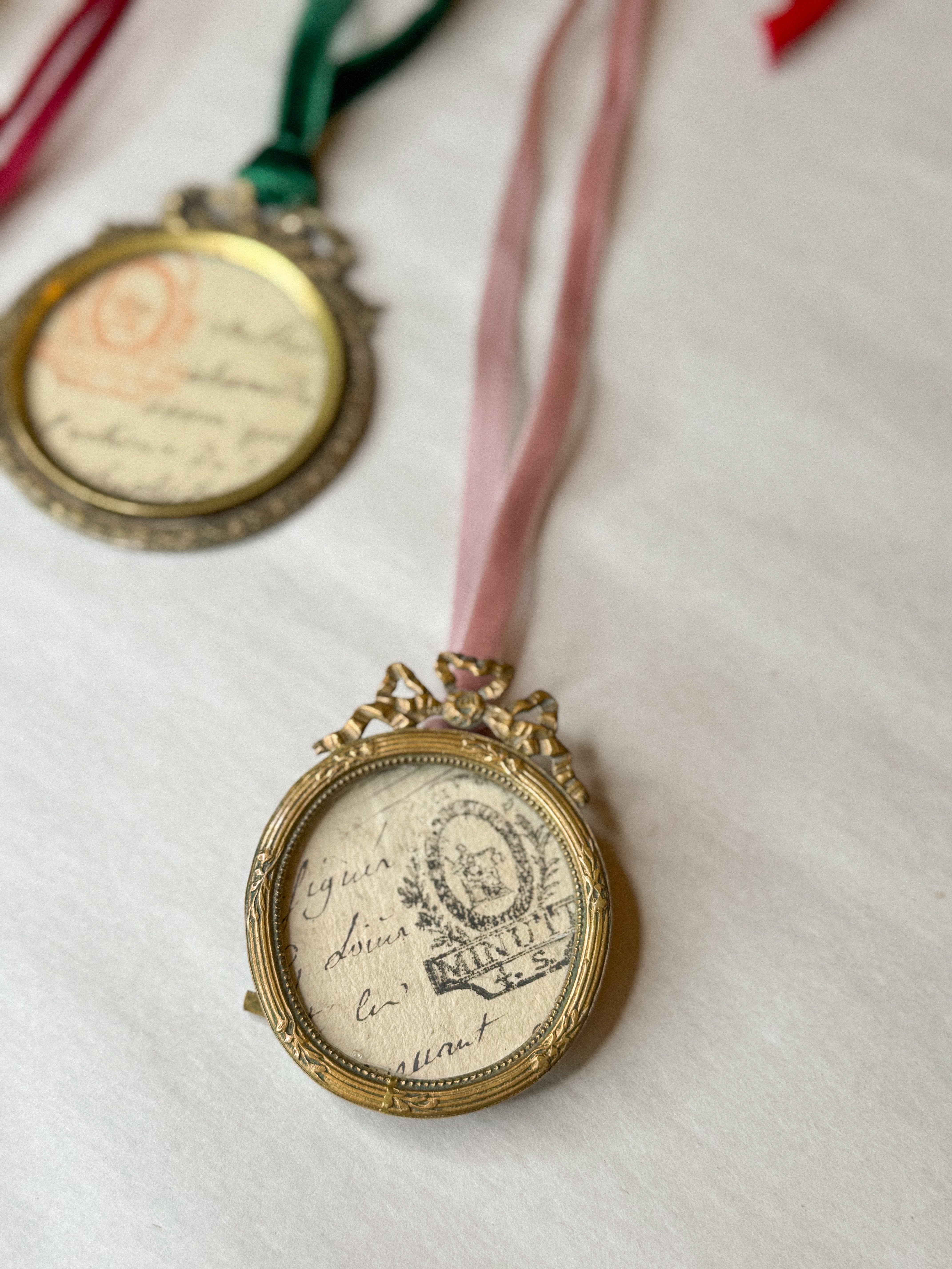 Antique French Bronze Bow Crest Frame Ornament