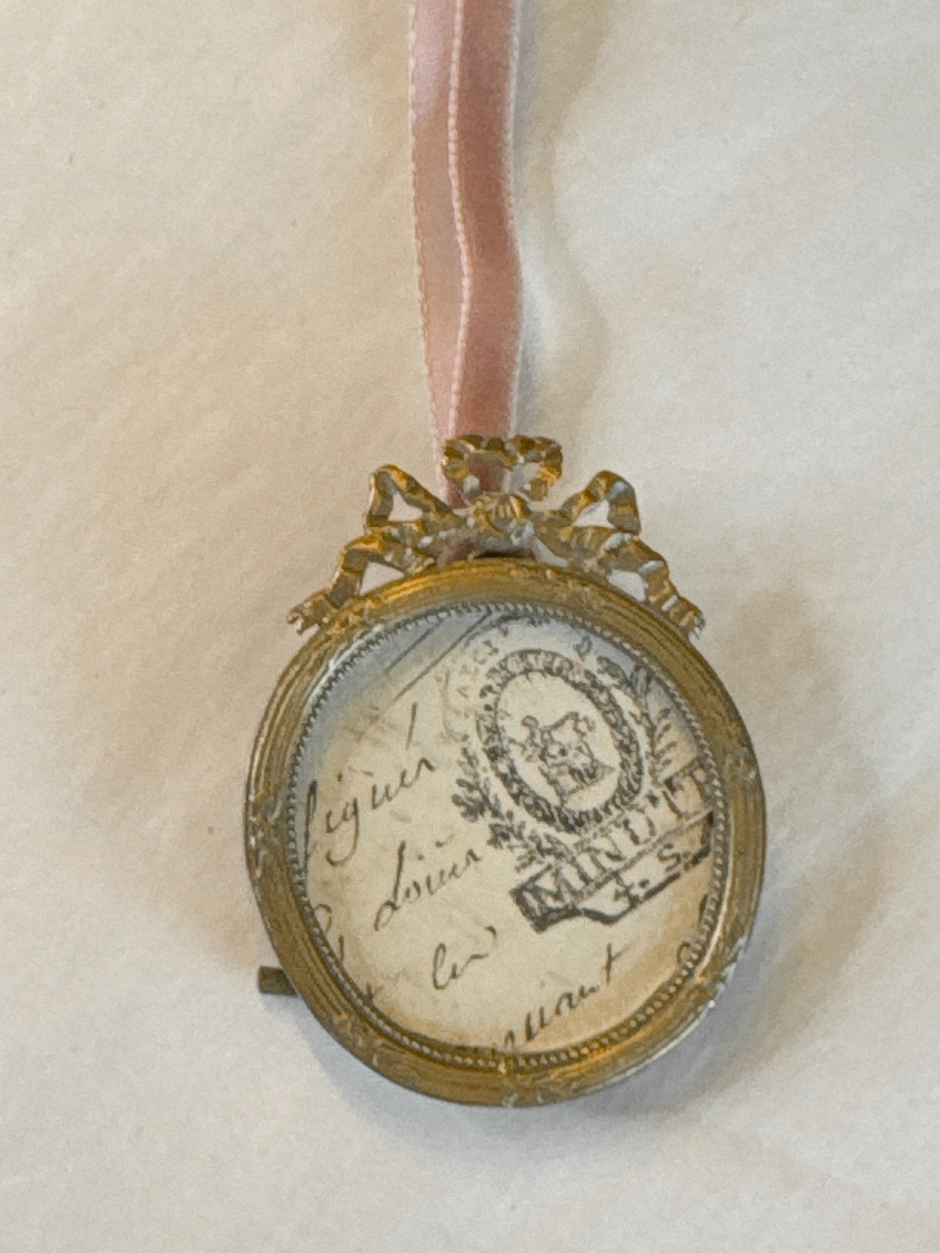 Antique French Bronze Bow Crest Frame Ornament