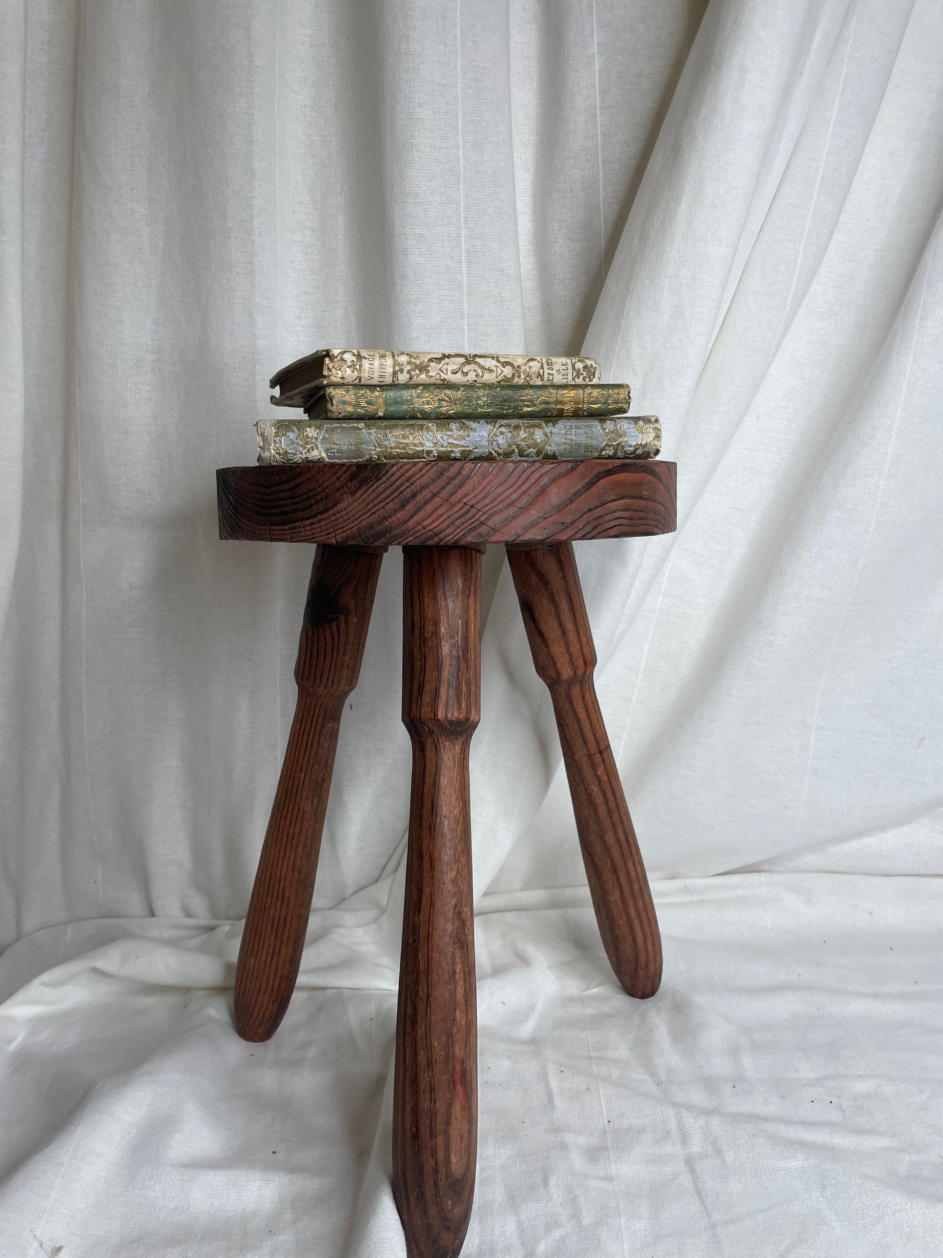 vintage French wooden stool
