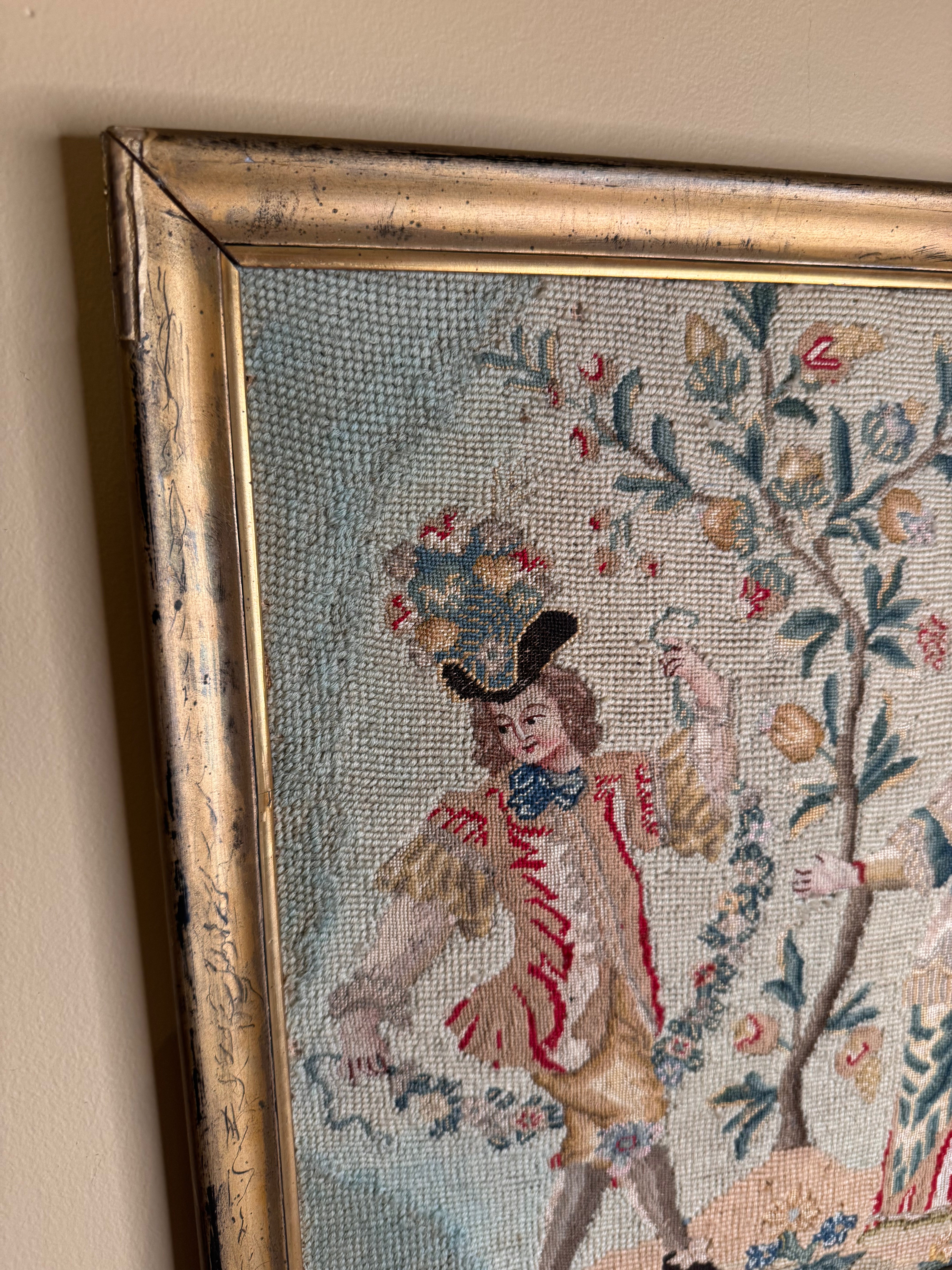 Antique French needlepoint tapestry