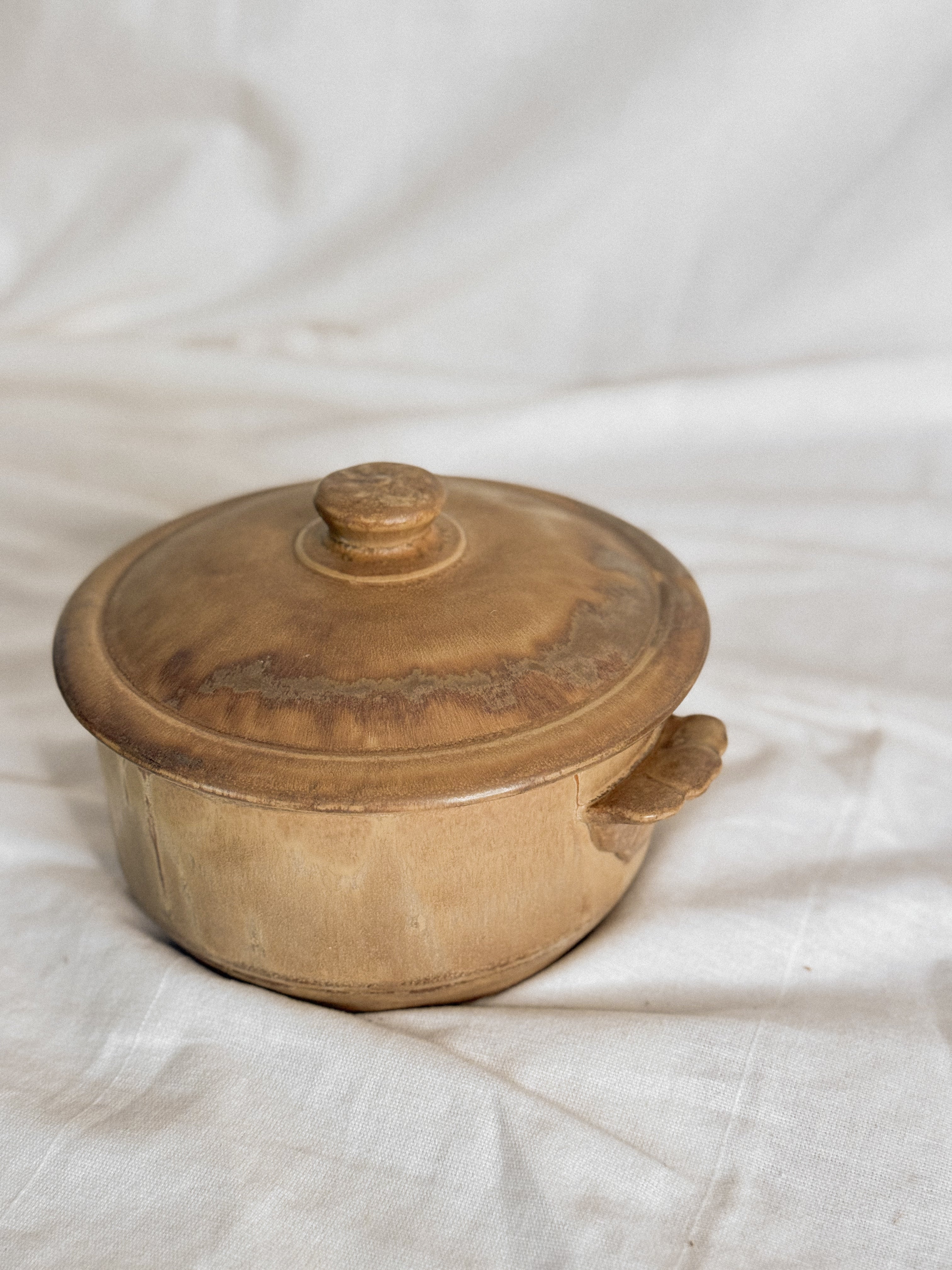 Vintage French Stoneware Pot with Lid
