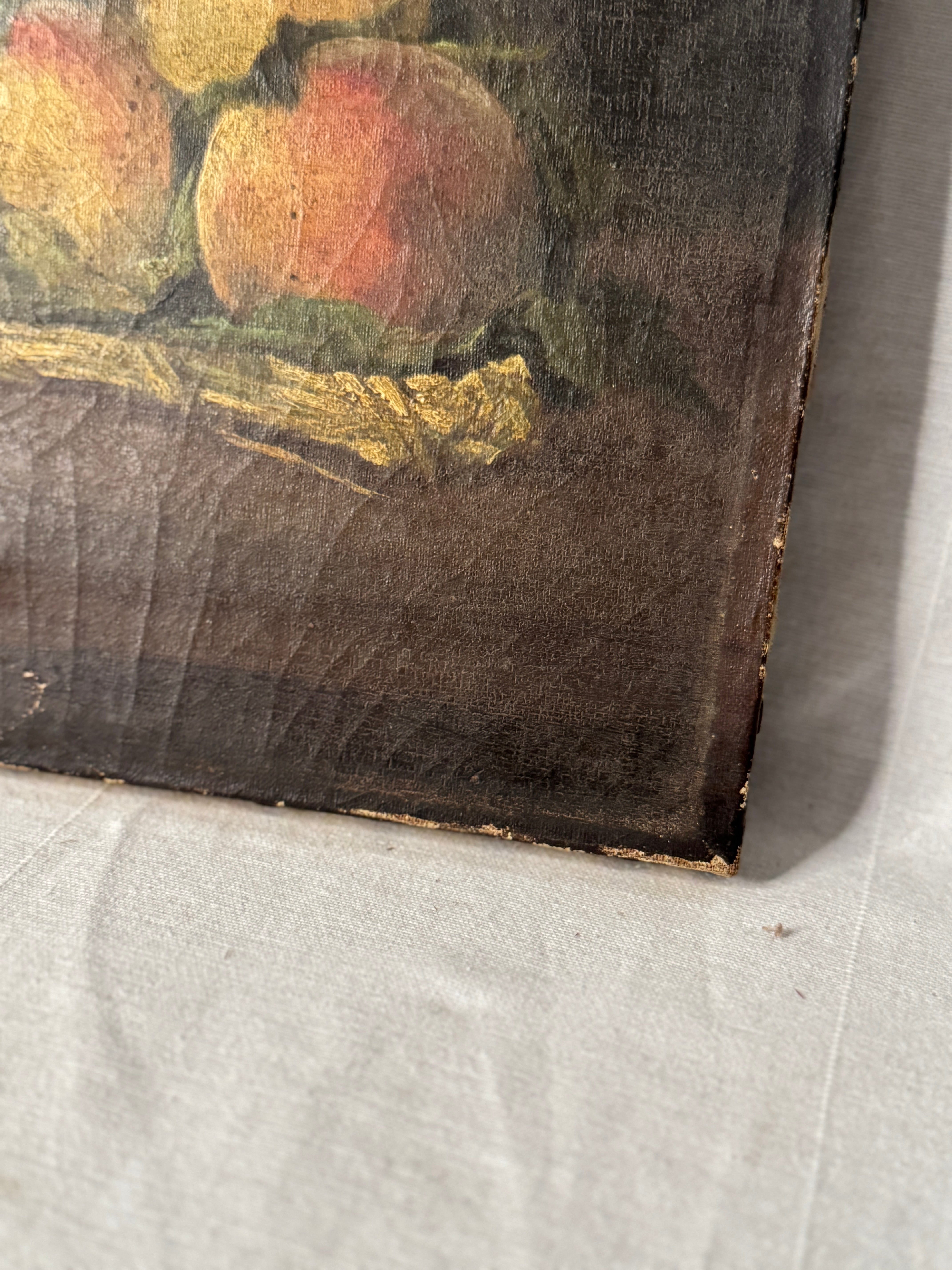 Antique French Still Life with Peaches, Unsigned, 19th Century