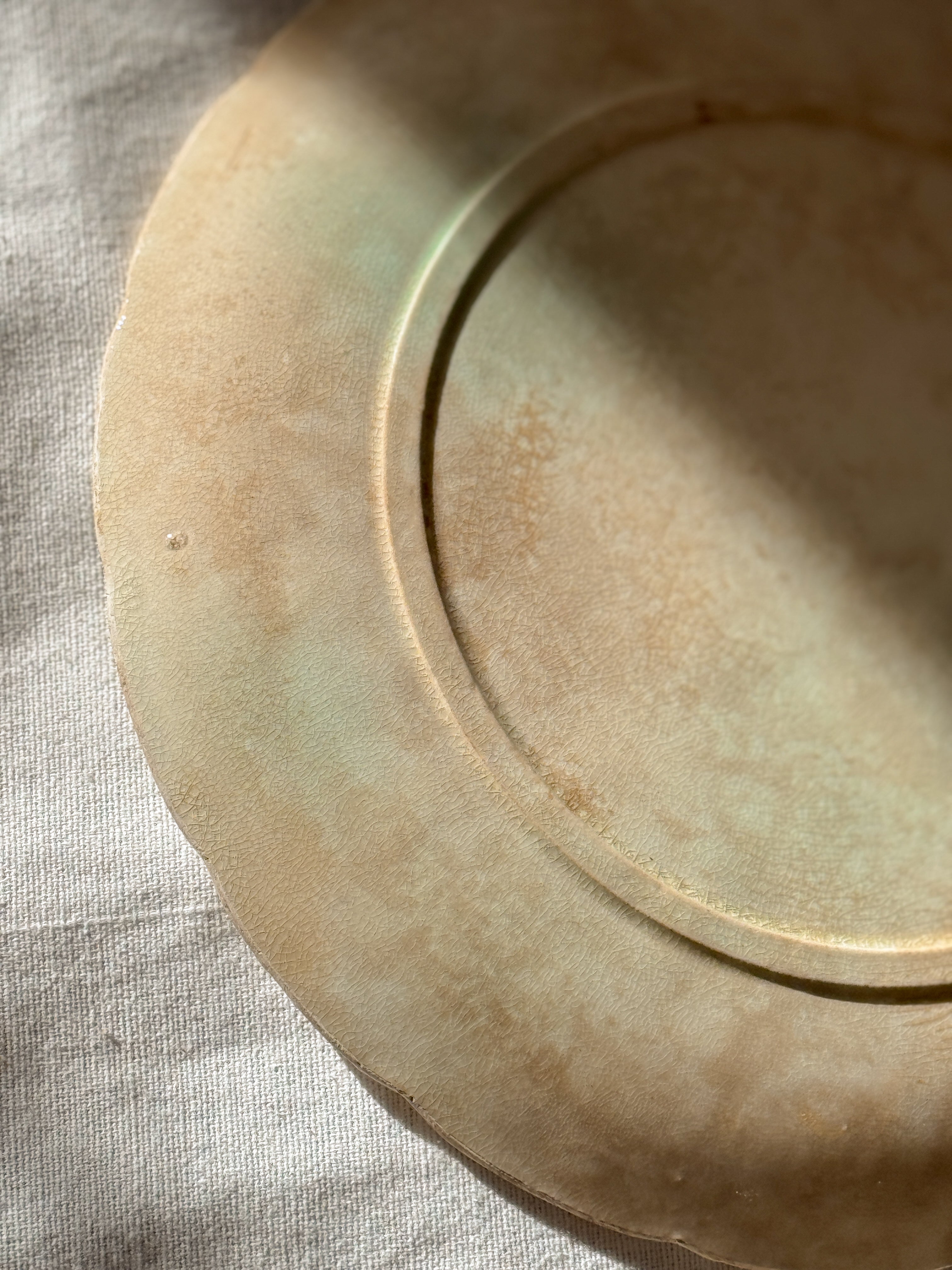 Antique Majolica Plate with Rose Relief, French, circa 1880 to 1910