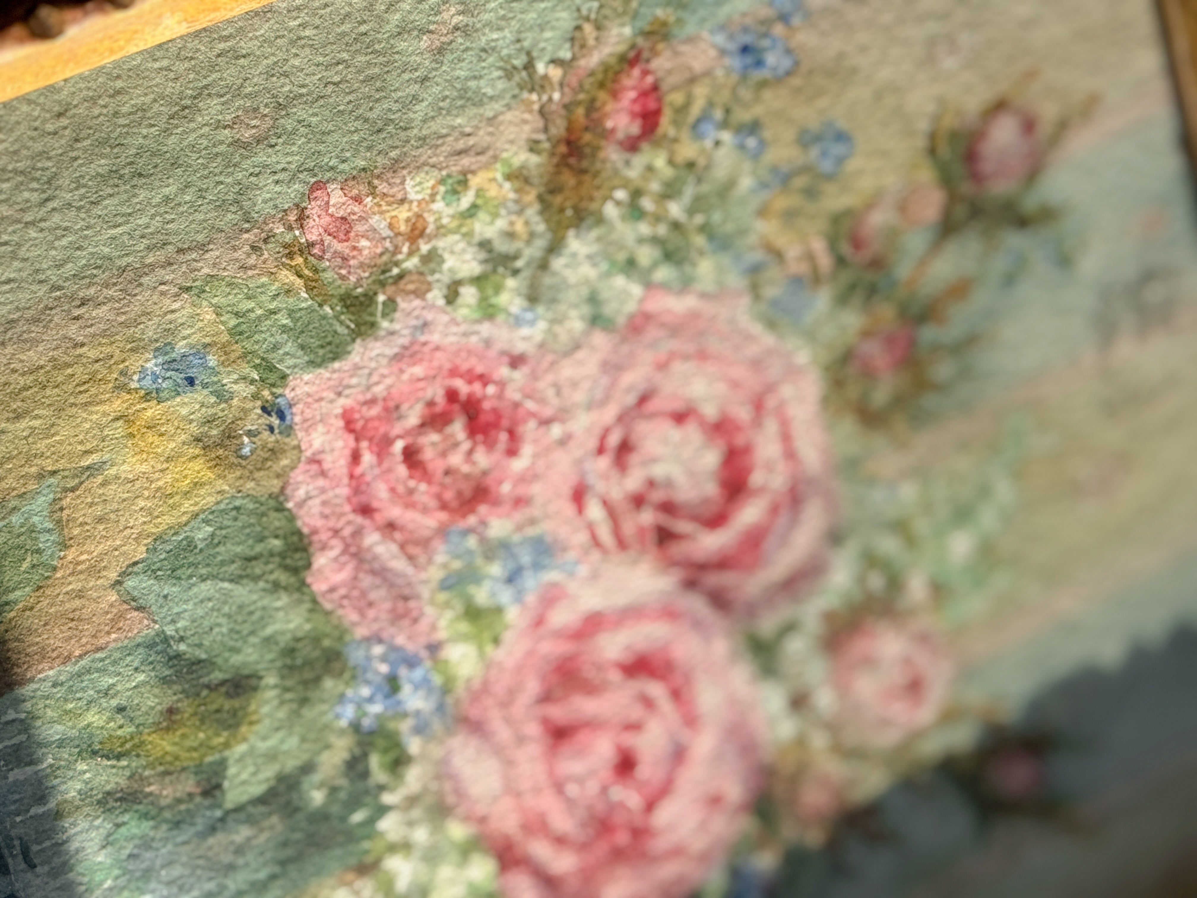 Antique French Floral Watercolor, Signed Salanson, Paris, circa 1899