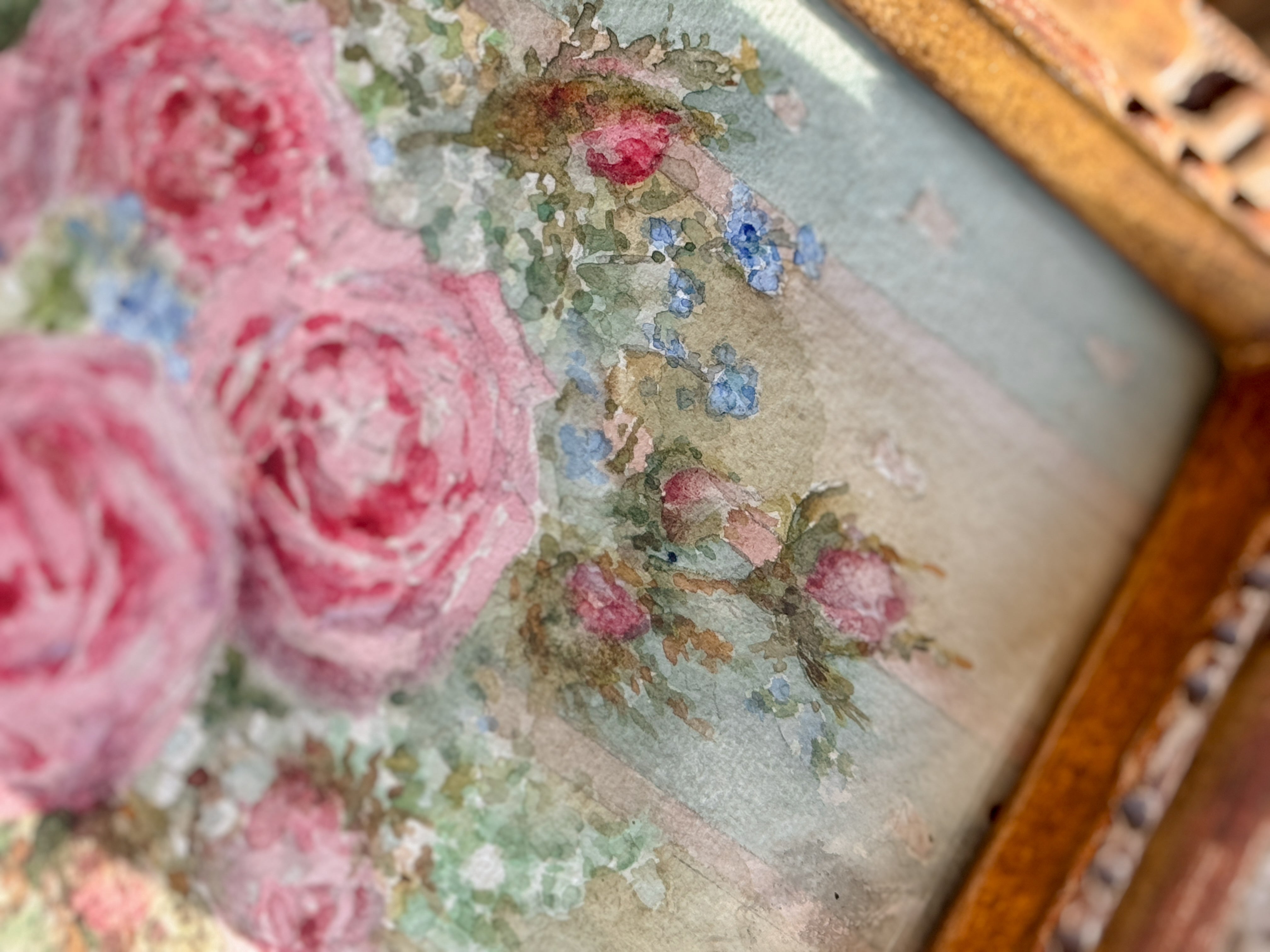 Antique French Floral Watercolor, Signed Salanson, Paris, circa 1899