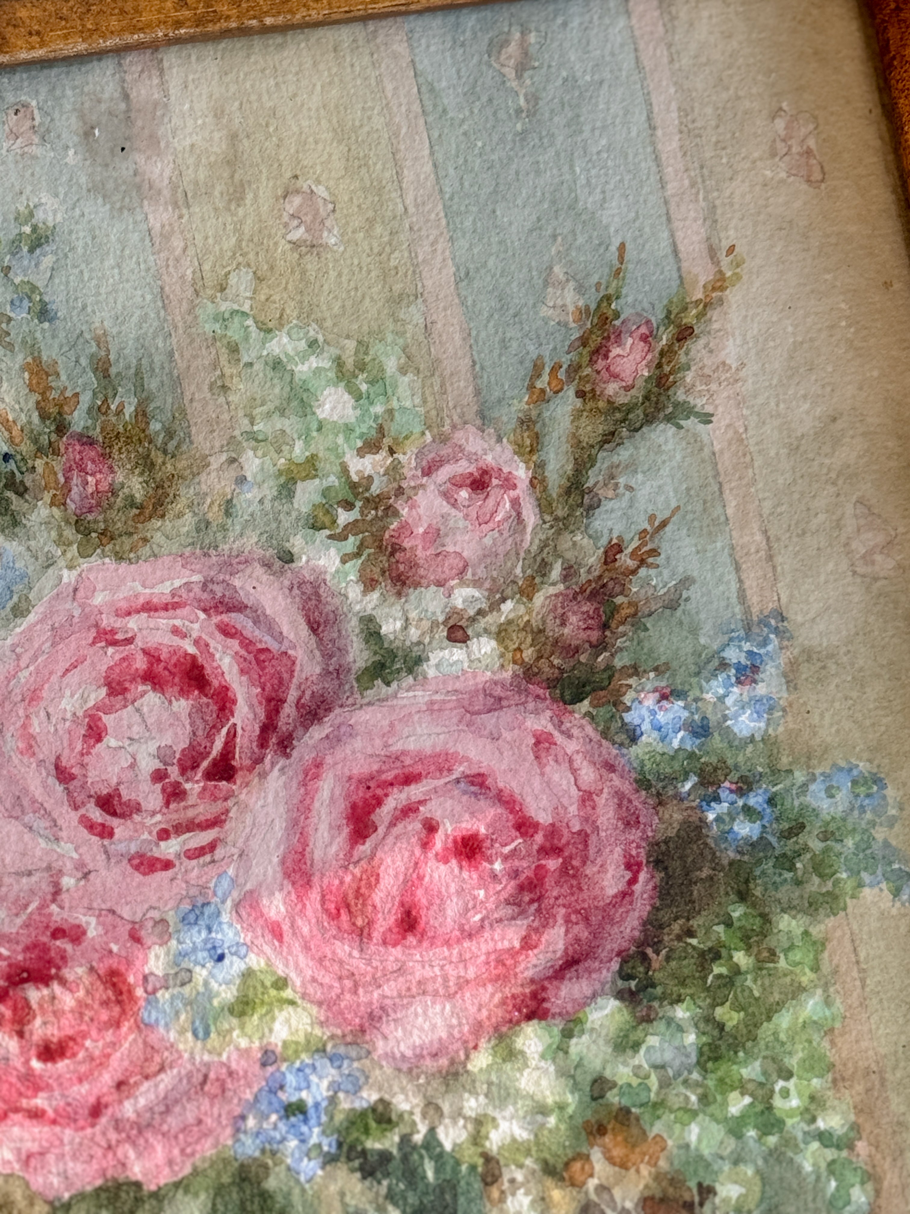 Antique French Floral Watercolor, Signed Salanson, Paris, circa 1899