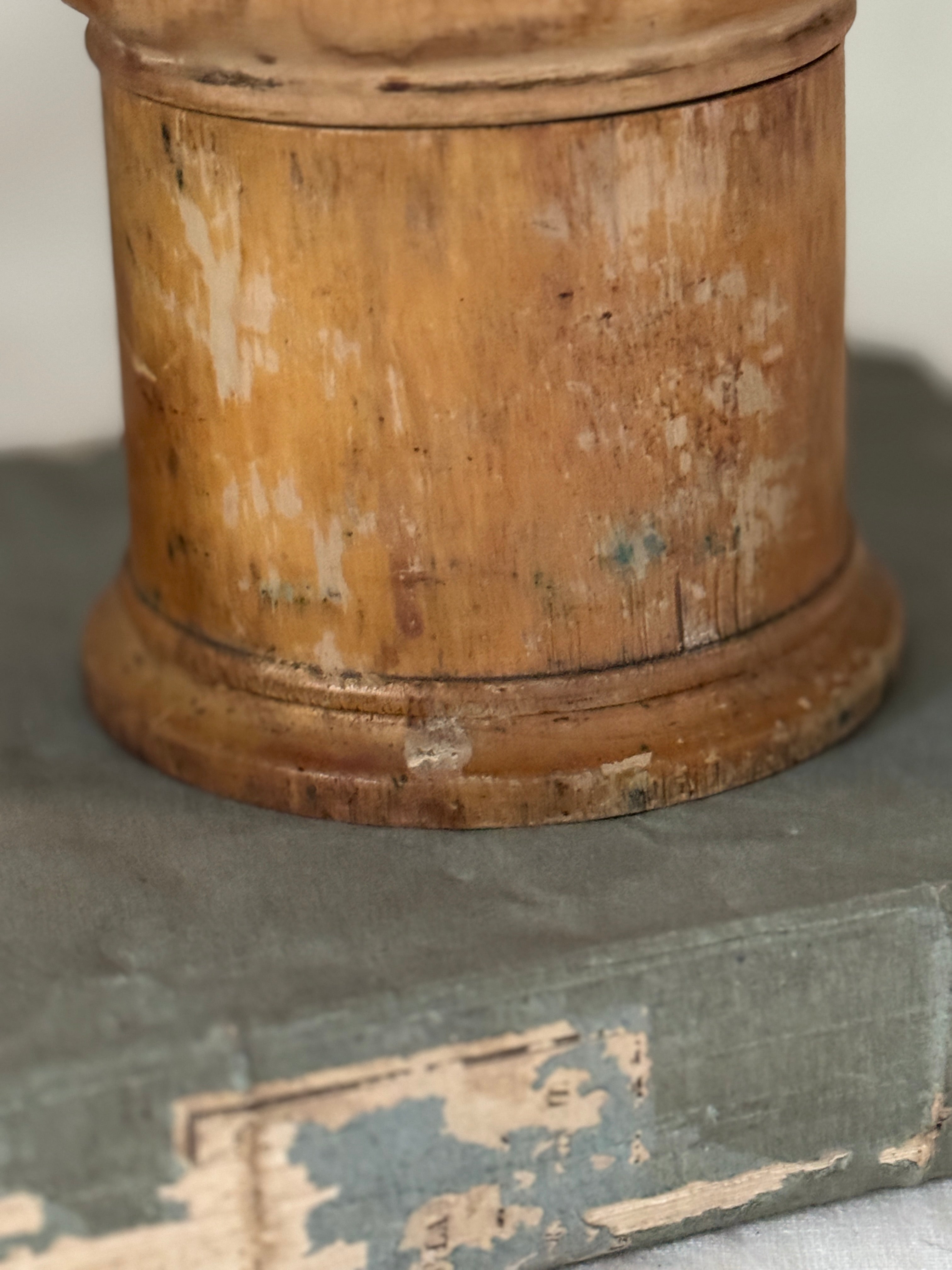 Antique Swedish Turned Wood String Box, 19th Century