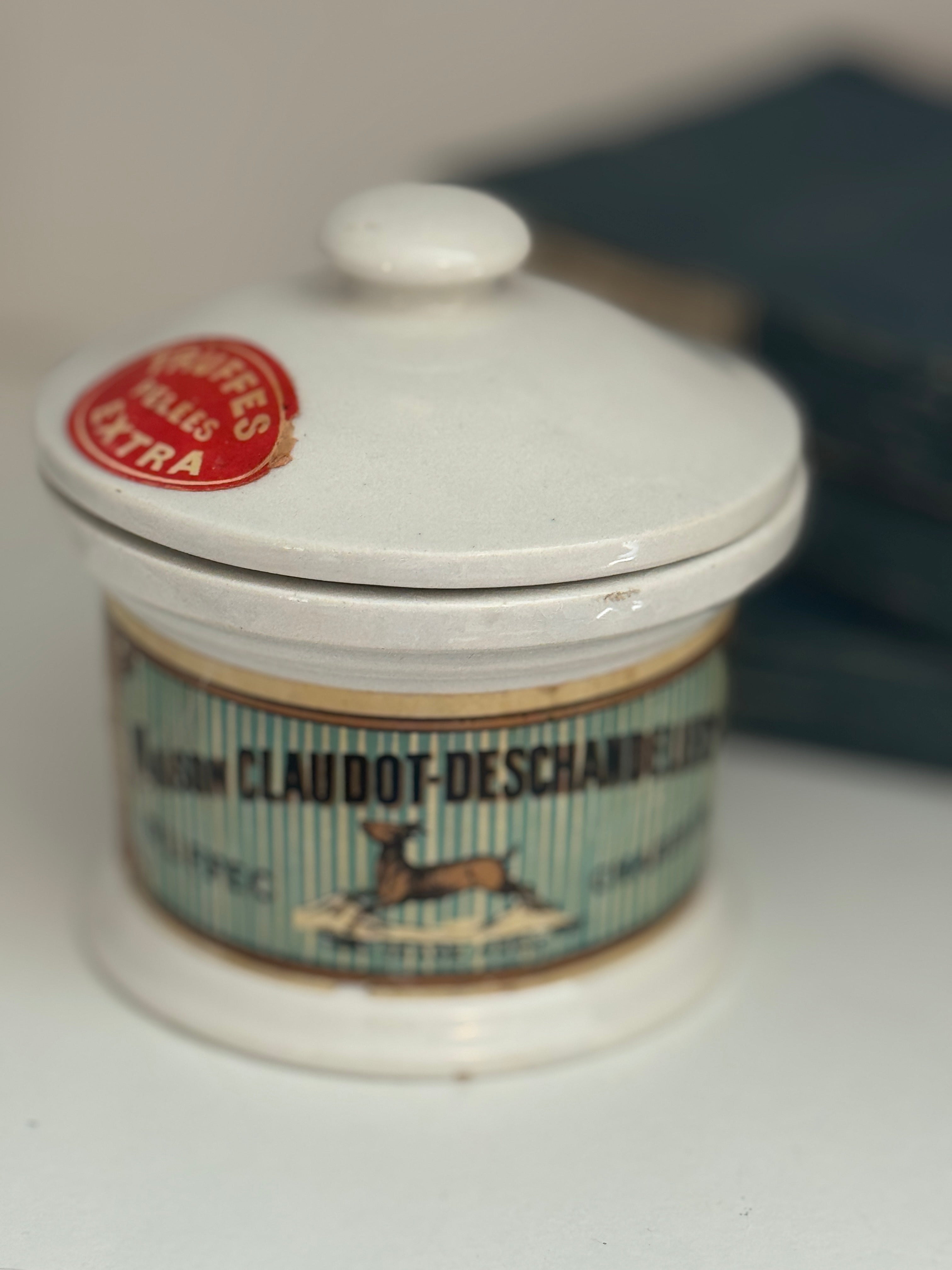 Antique French Truffle Pot with Original Labels, Early 20th Century