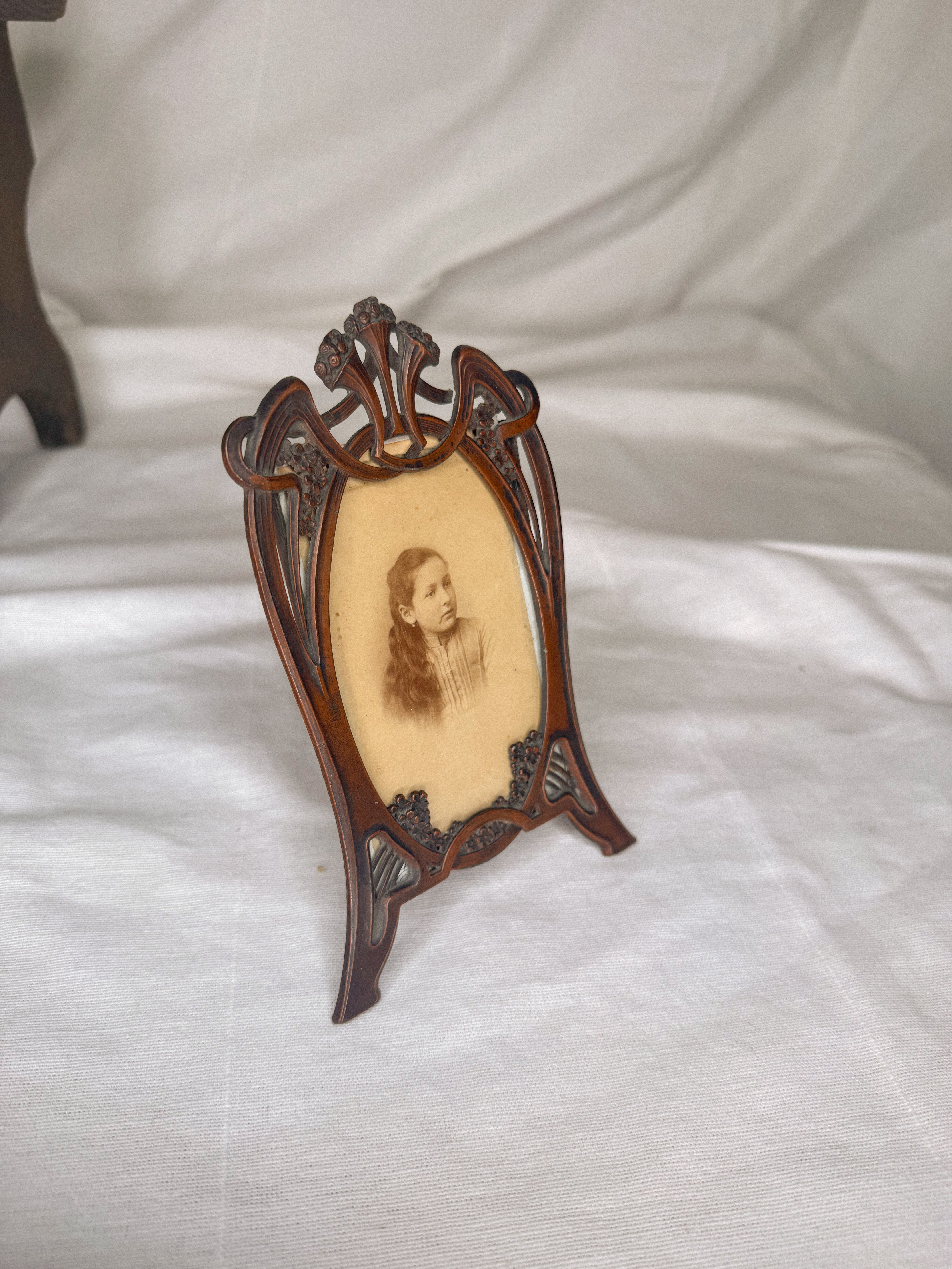 Antique Art Nouveau Frame with Copper Details