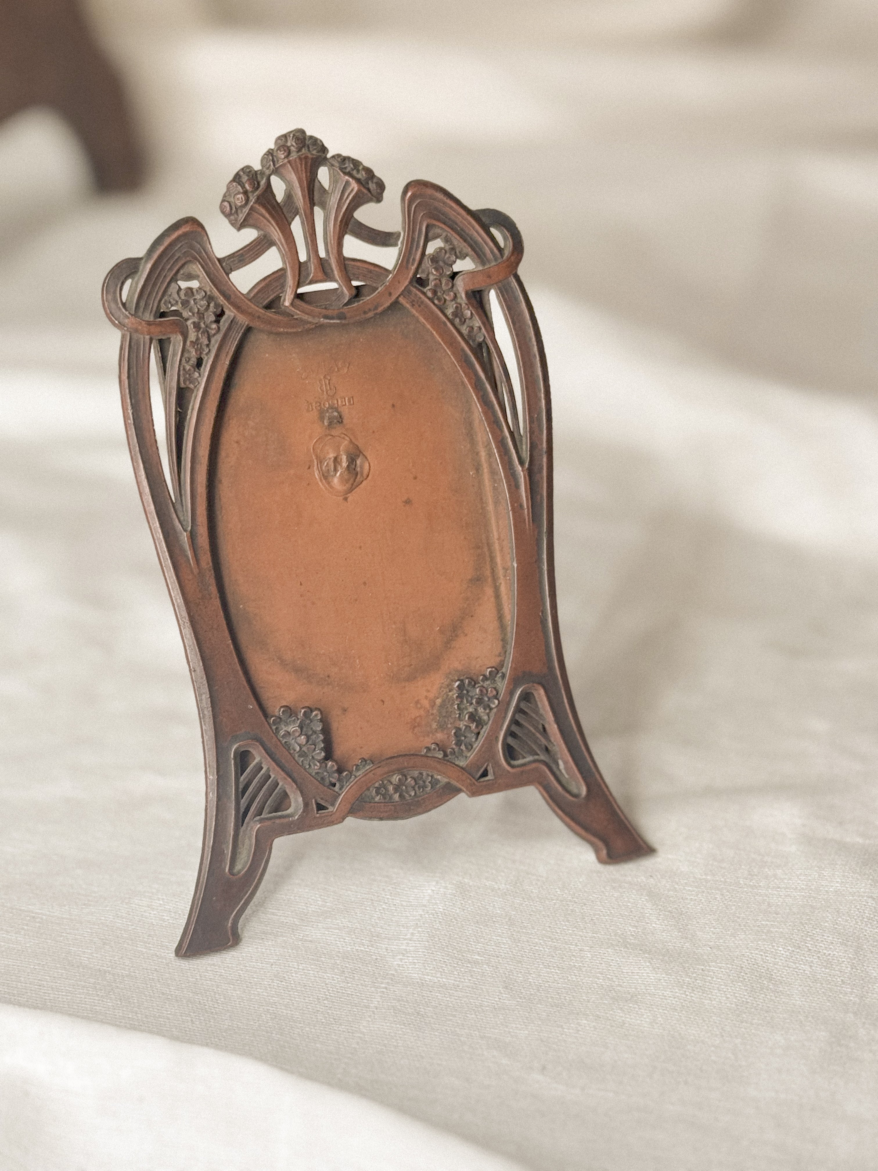 Antique Art Nouveau Frame with Copper Details