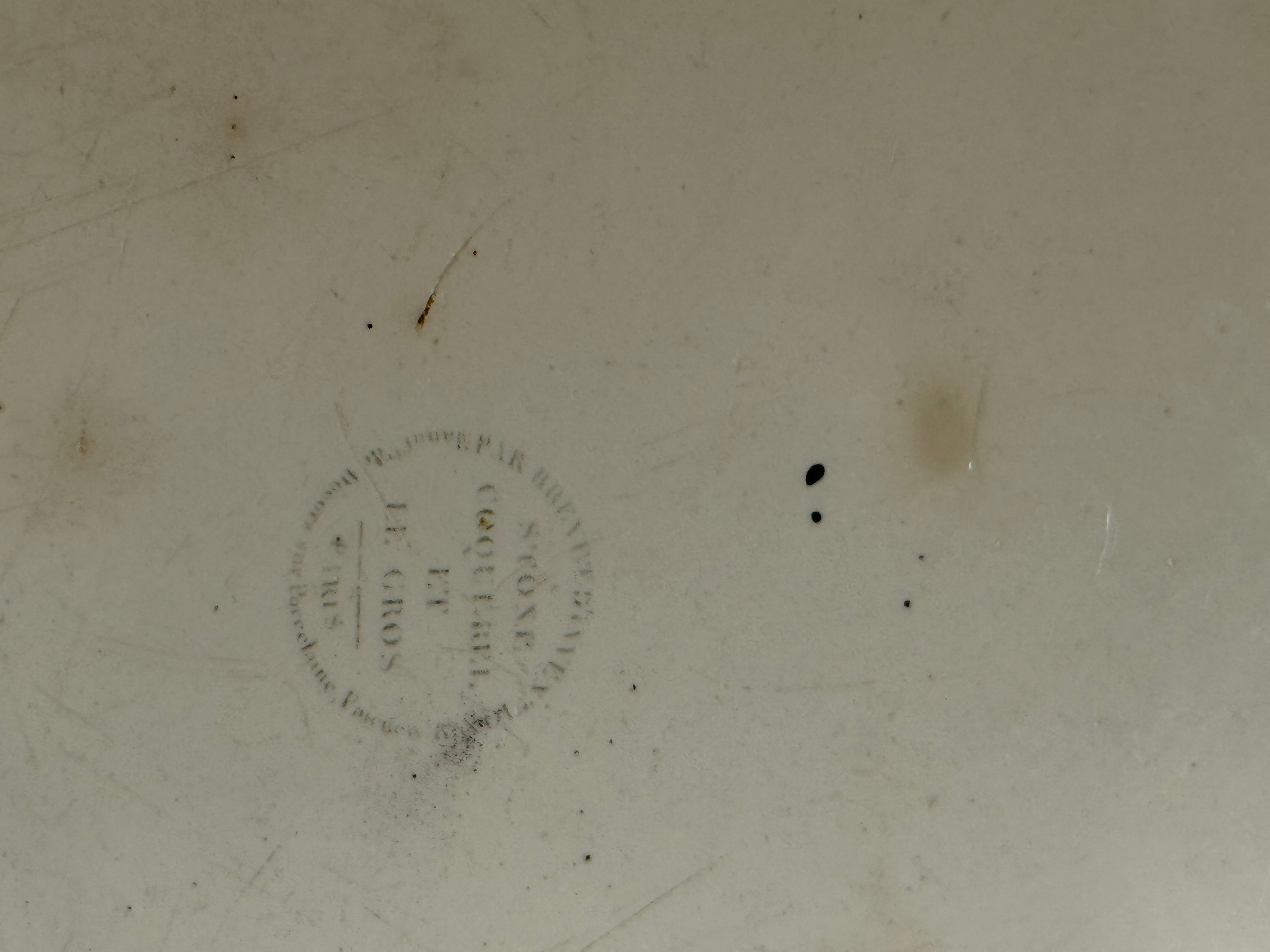 Pair of French Neoclassical Faïence Architecture Plates, Stone, Coquerel et Le Gros, Creil, circa 1810