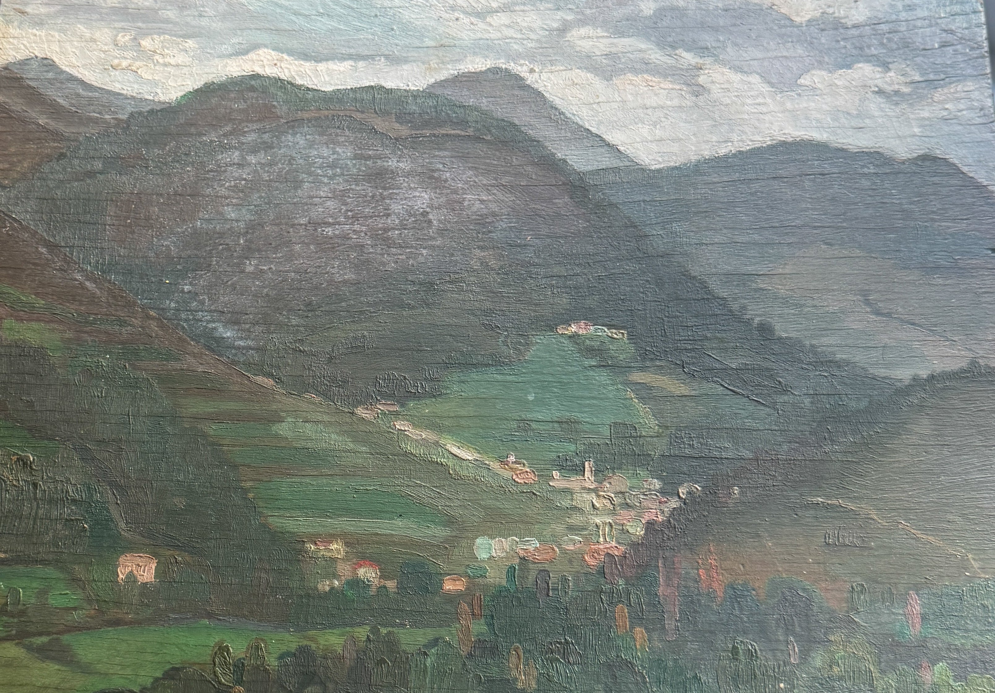 Oil on Wood Panel, Valley Village, Early 20th Century