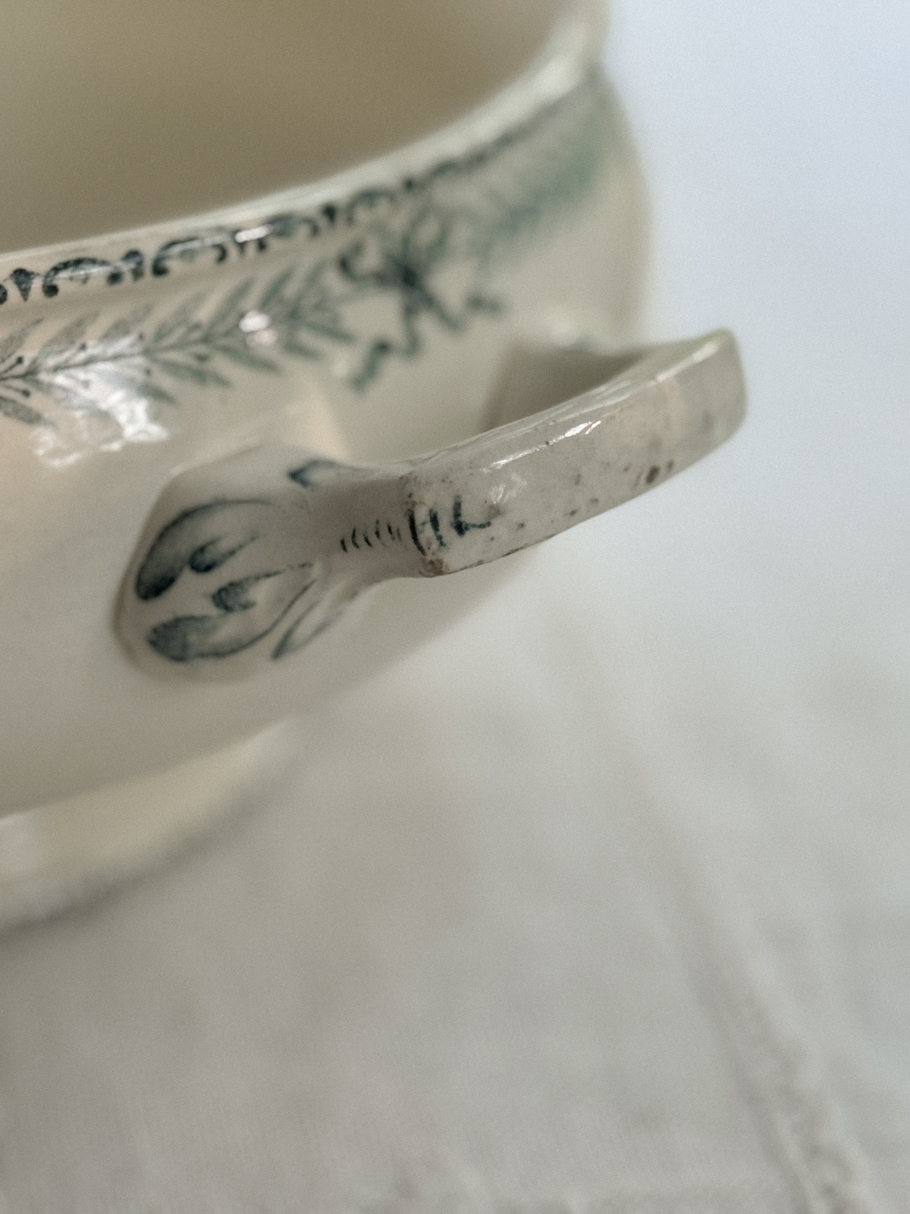 Antique French Transferware Soupière, Chinon Pattern, Choisy-le-Roi