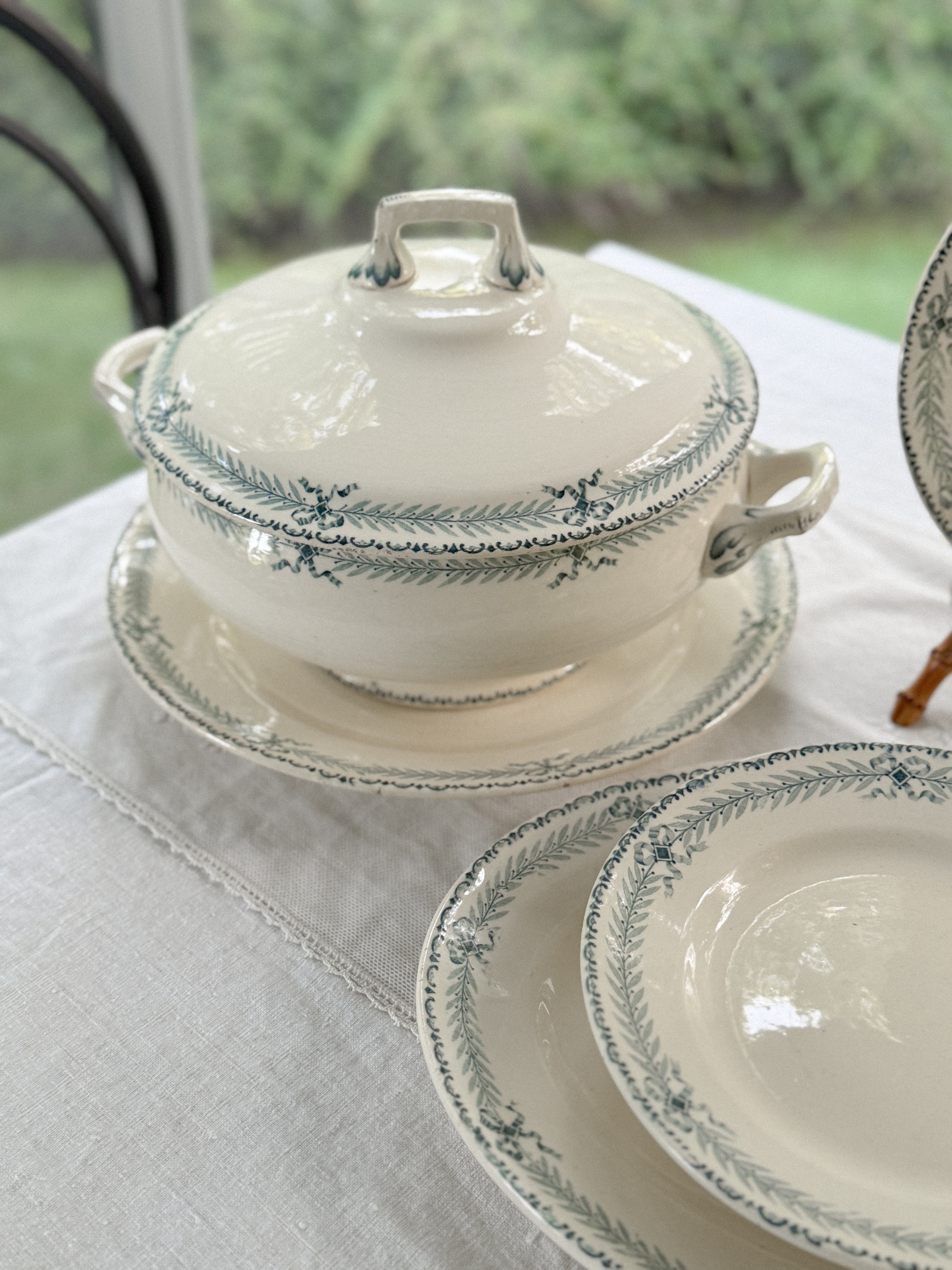 Antique French Transferware Soupière, Chinon Pattern, Choisy-le-Roi