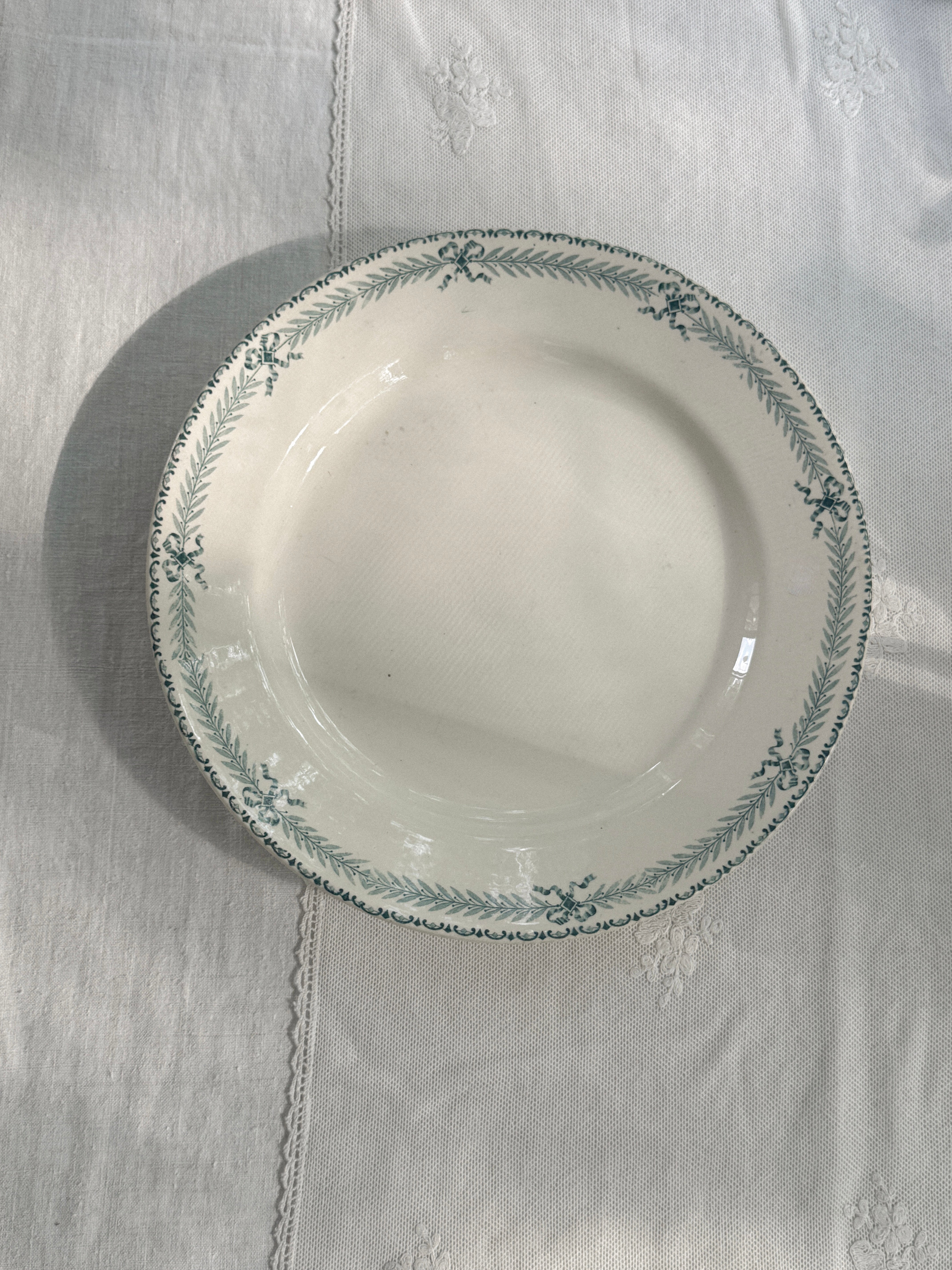 Antique French Transferware Round Platter, Chinon Pattern, Choisy-le-Roi
