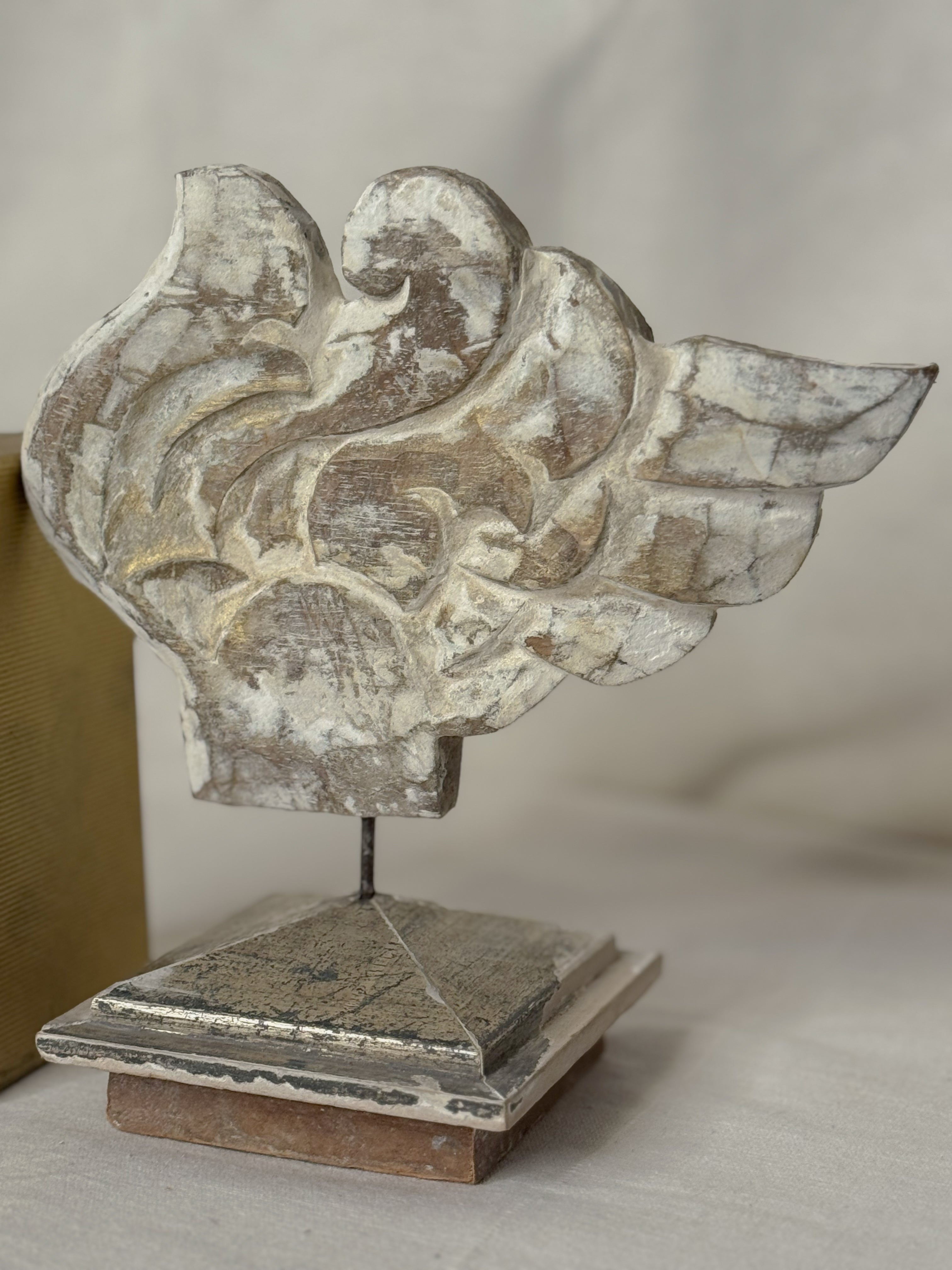 Antique French Mounted Carved Wood Fragment