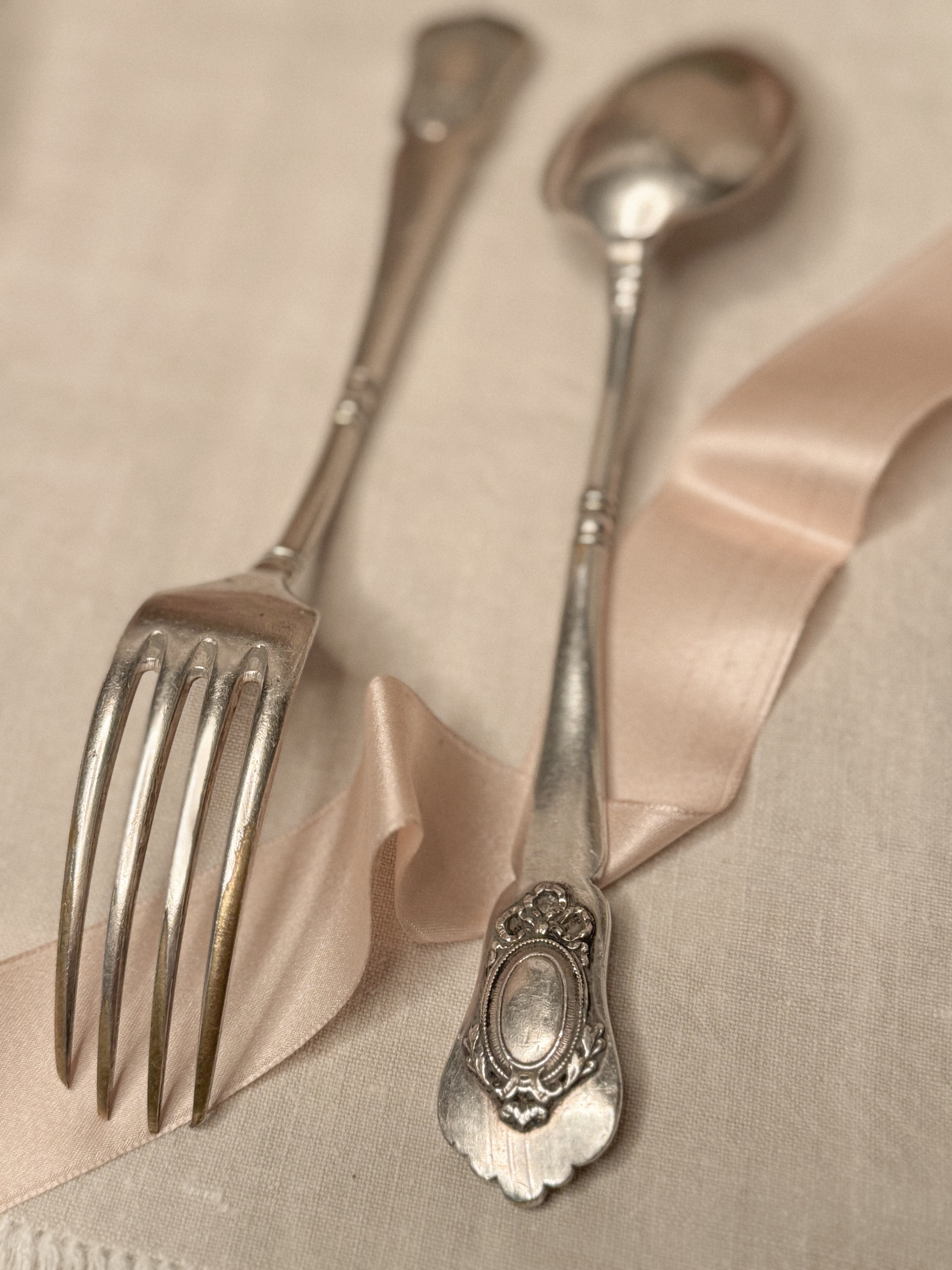 French Silverplate Fork & Spoon Set, c1940