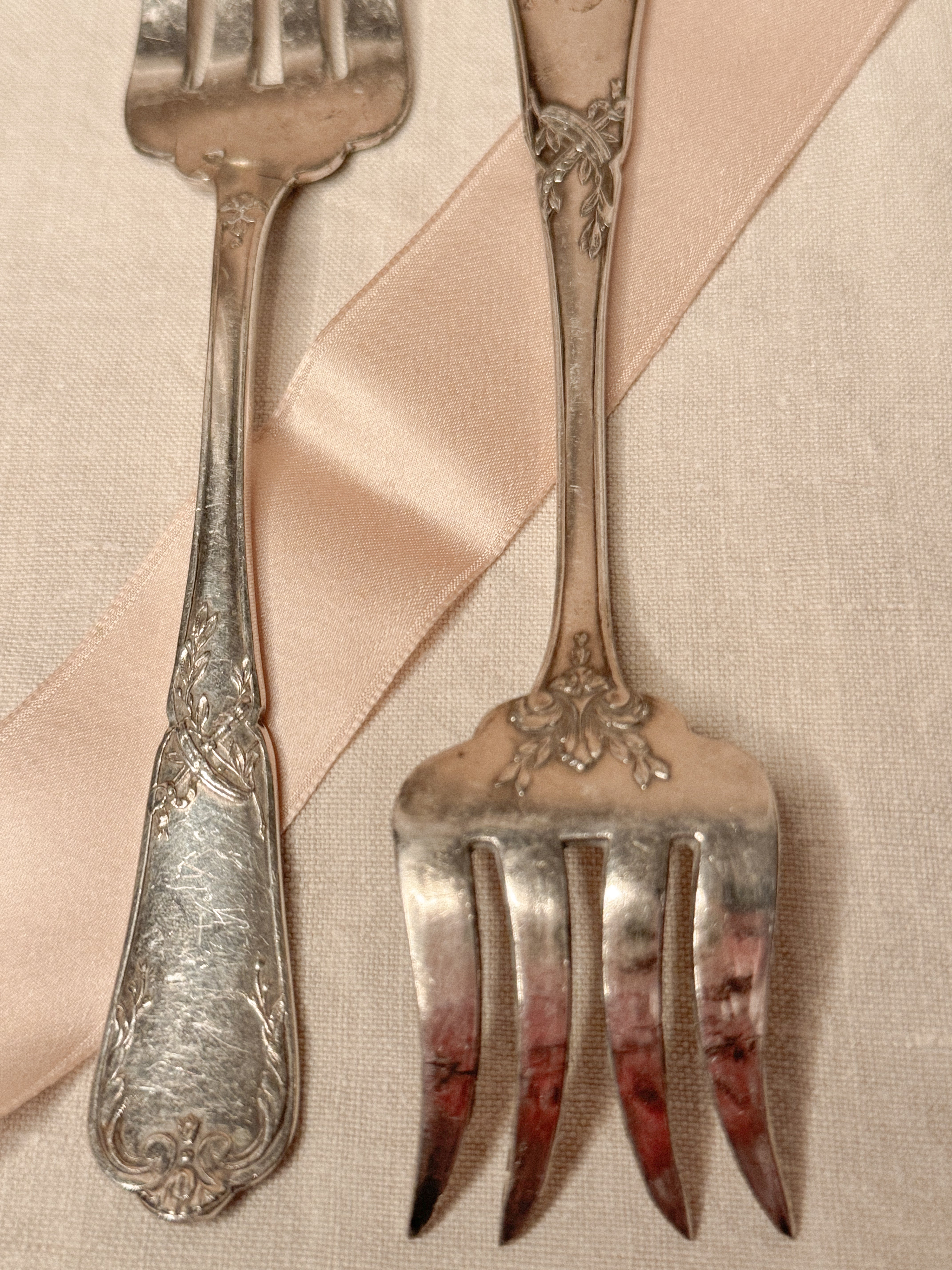 Set of Two French Silverplate Serving Forks