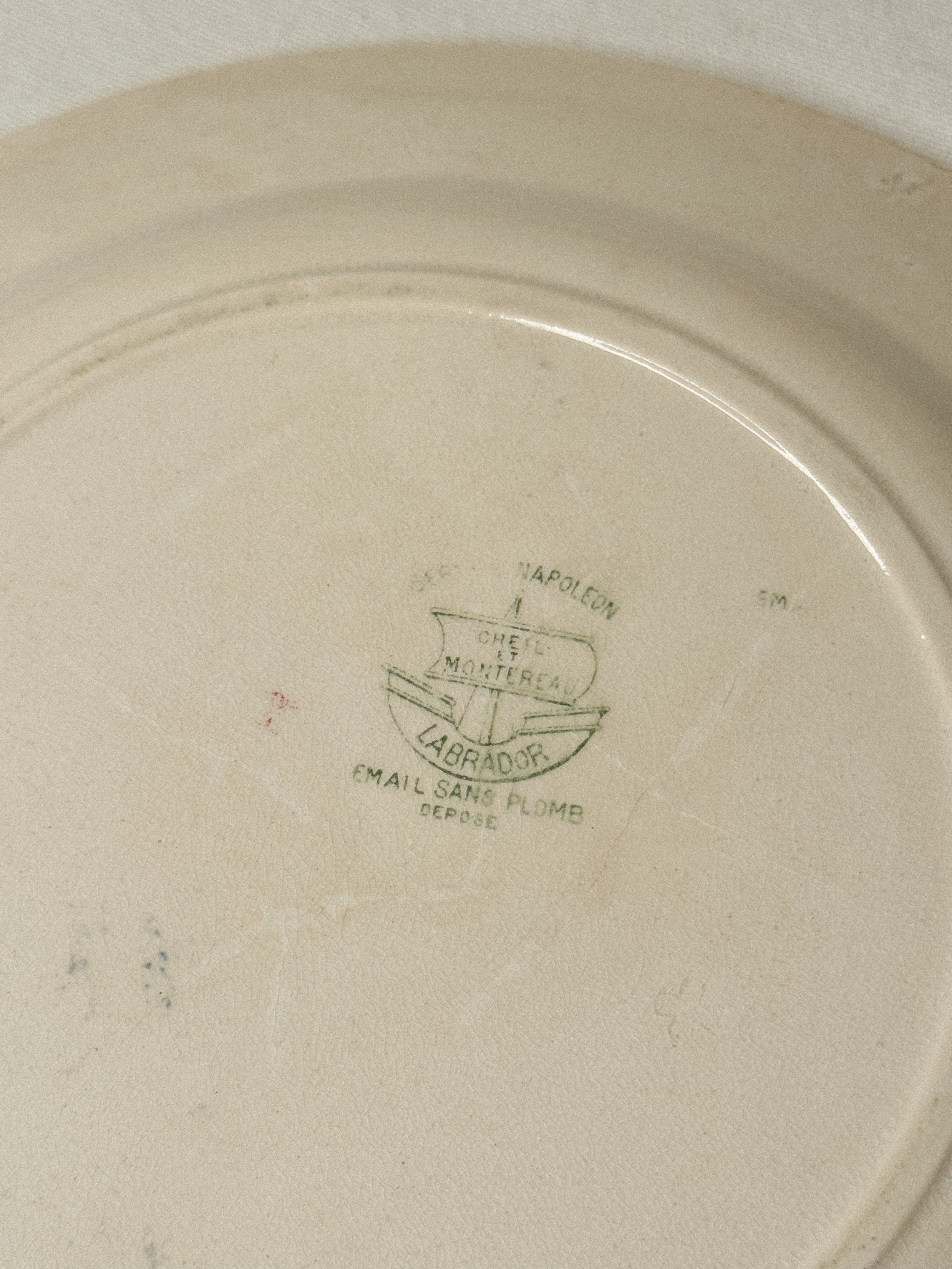 Antique French Plate- Creil & Montereau “Labrador” Pattern
