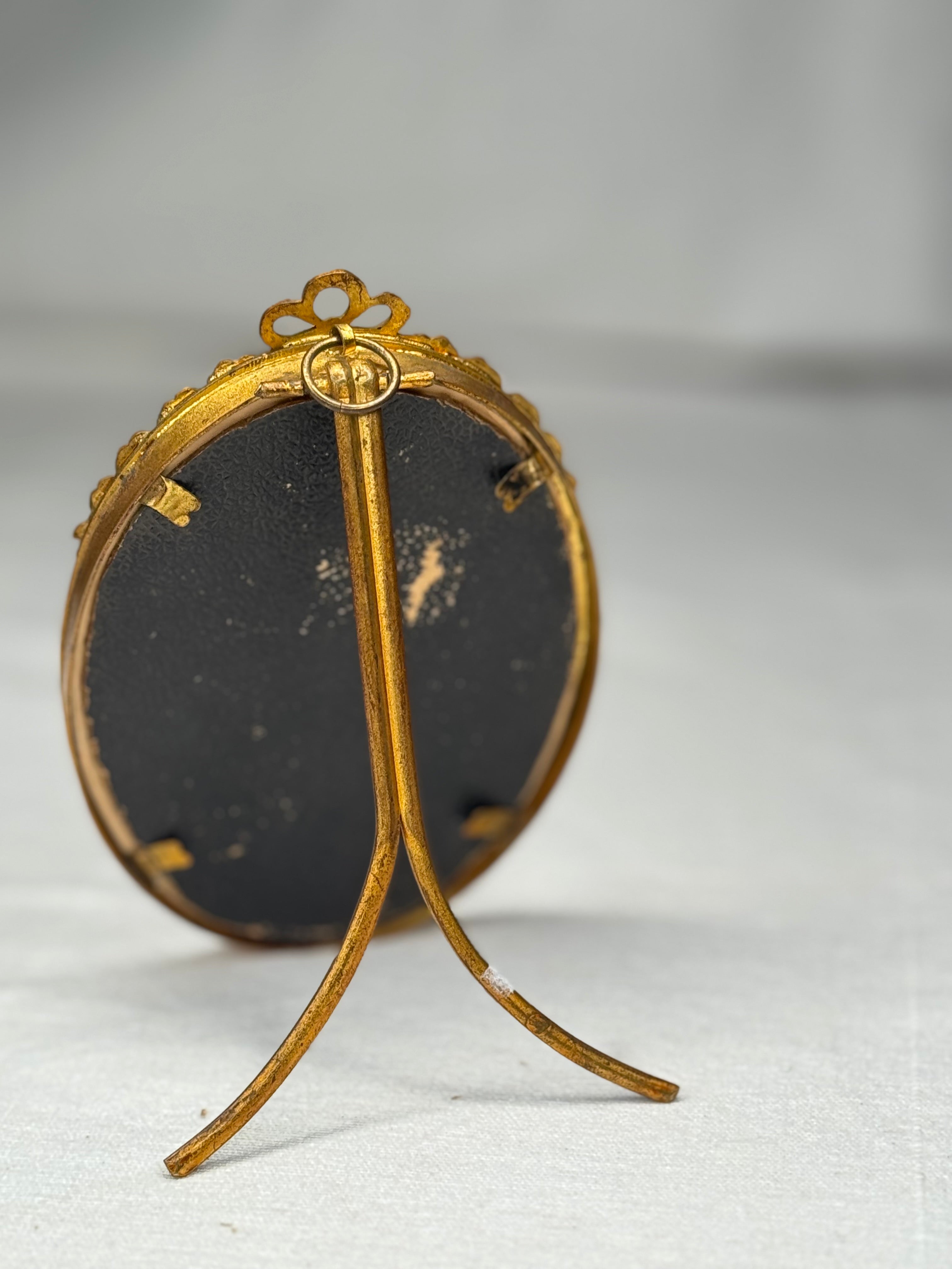 Antique French Oval Frame with Original Bubble Glass