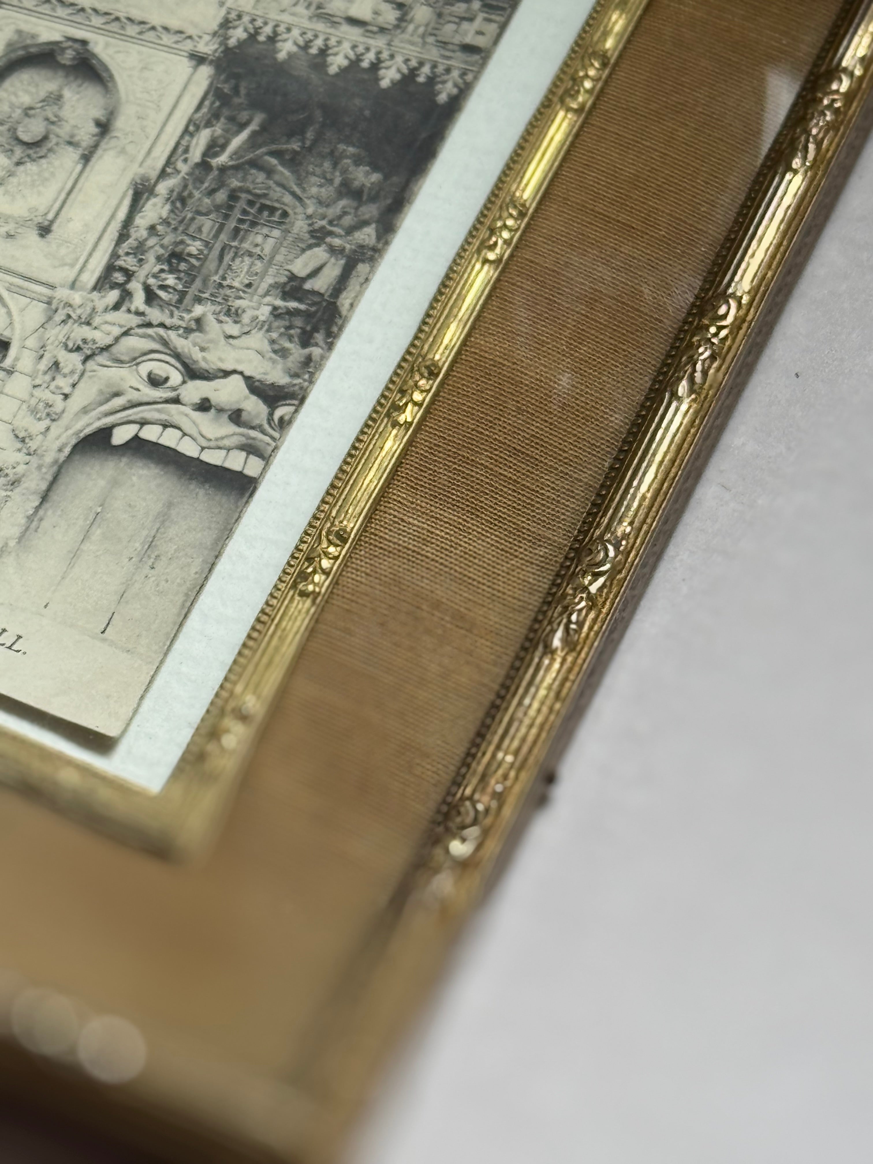 Antique French Ribbon Top Frame with Postcard