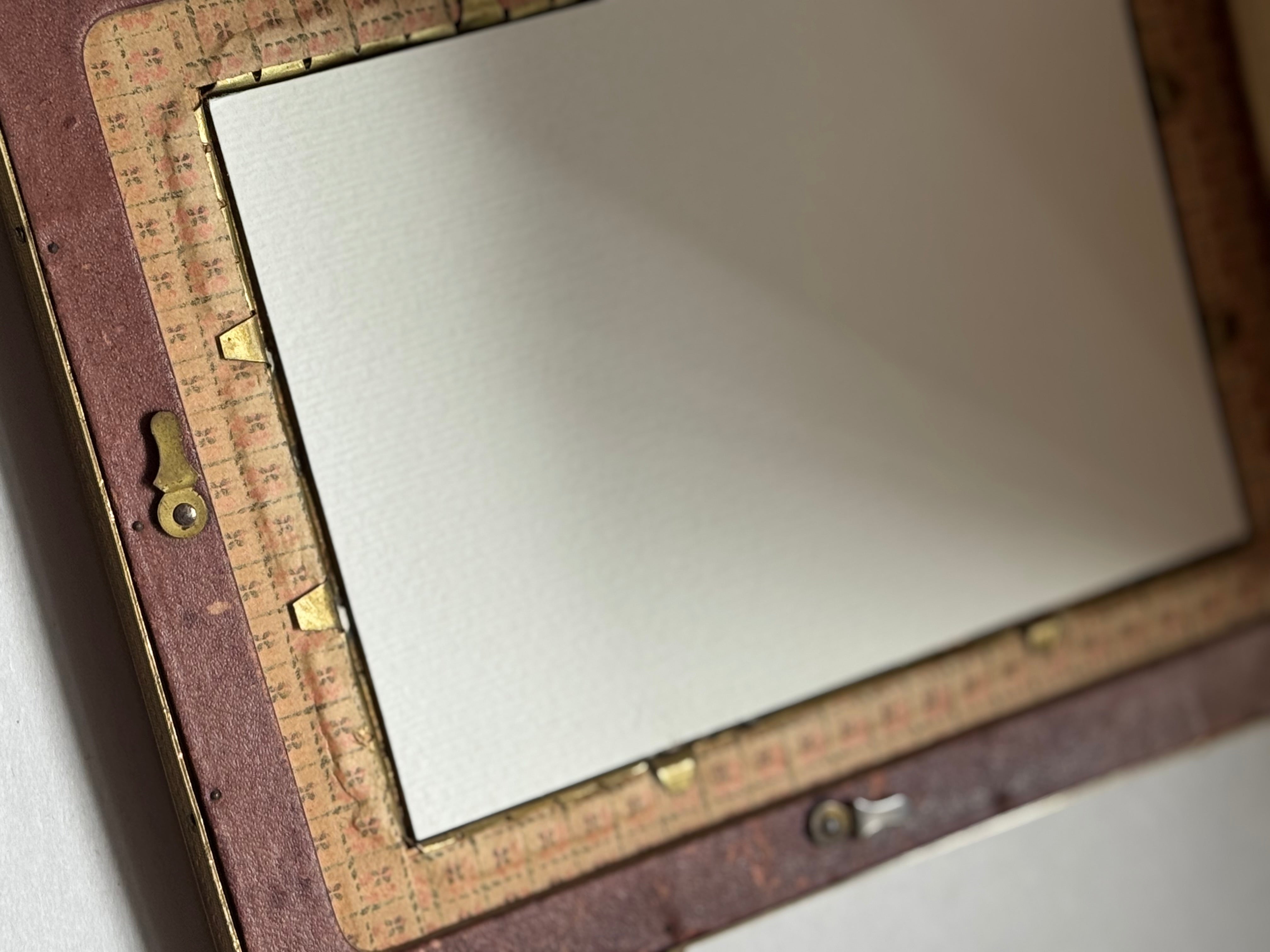 Antique French Ribbon Top Frame with Postcard