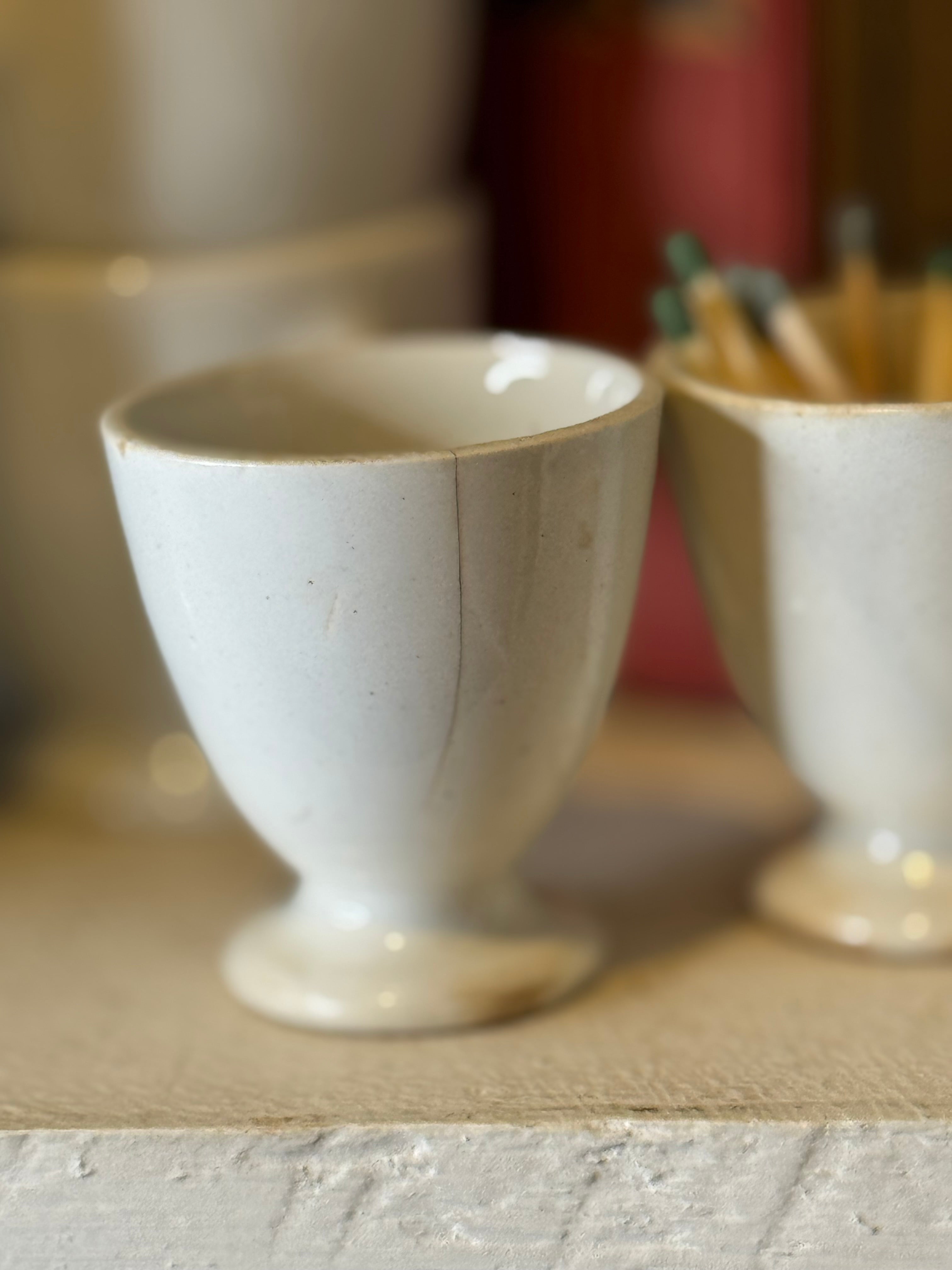 Antique French Ironstone Egg Cup Set