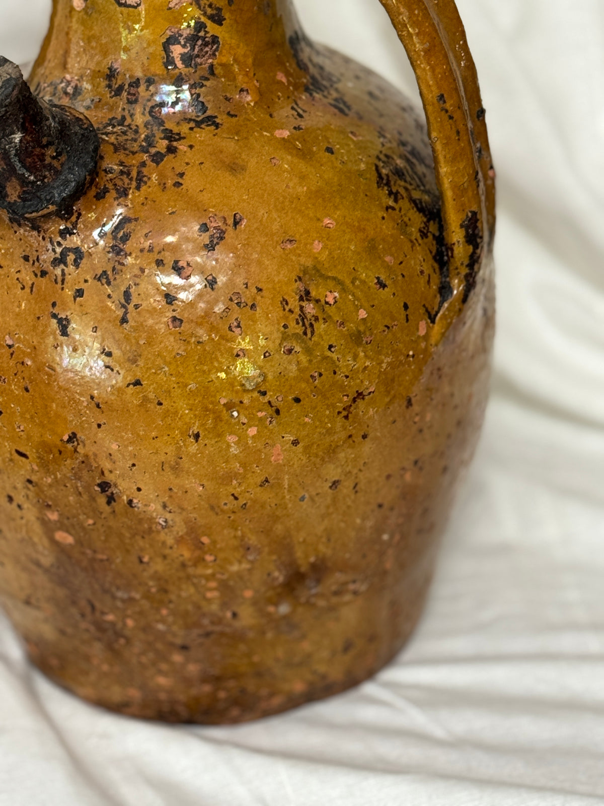 Antique French Walnut Oil Jug, Mélard à Bec, Original Stopper