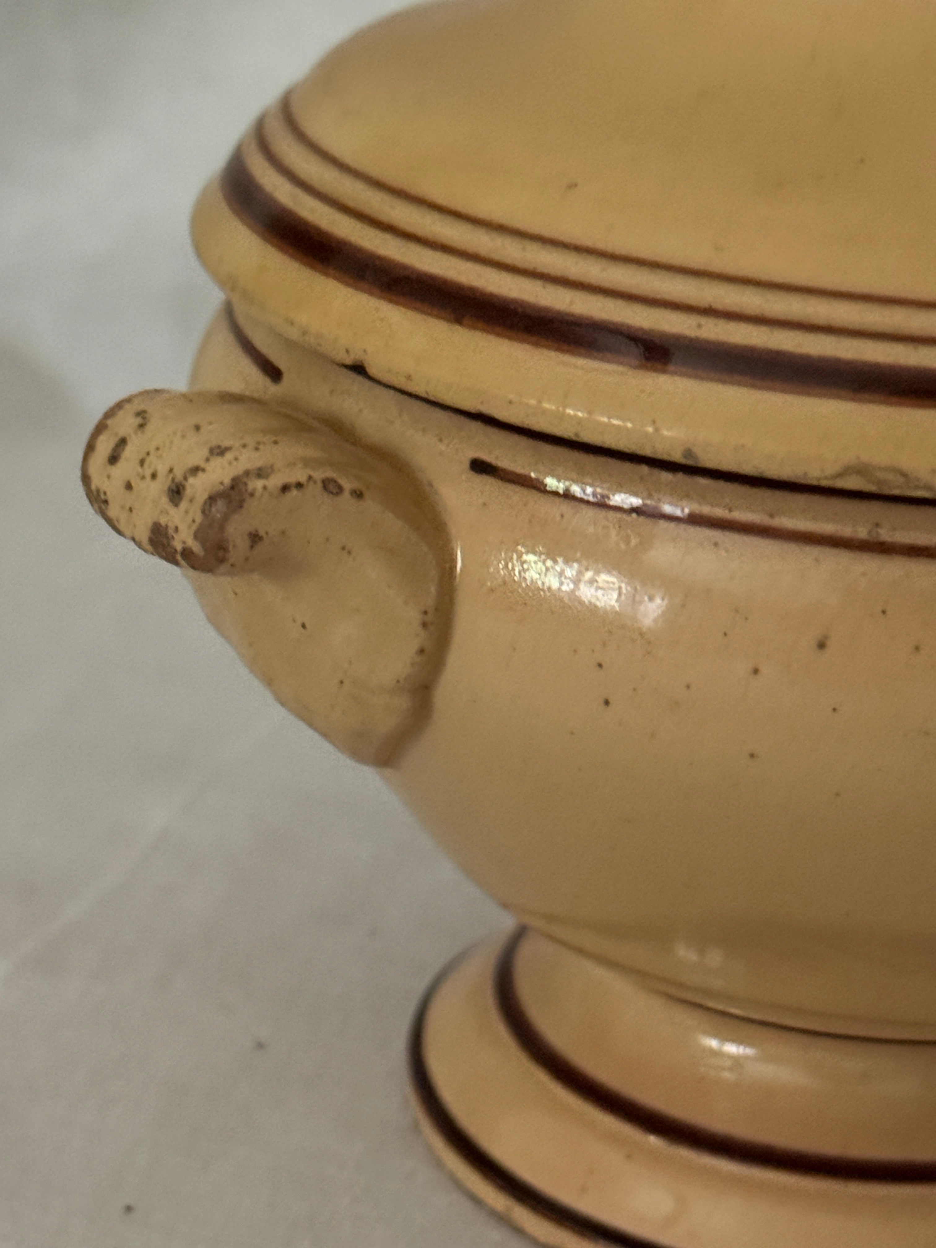 Antique French Yellow Ware Lidded Tureen, 19th c.